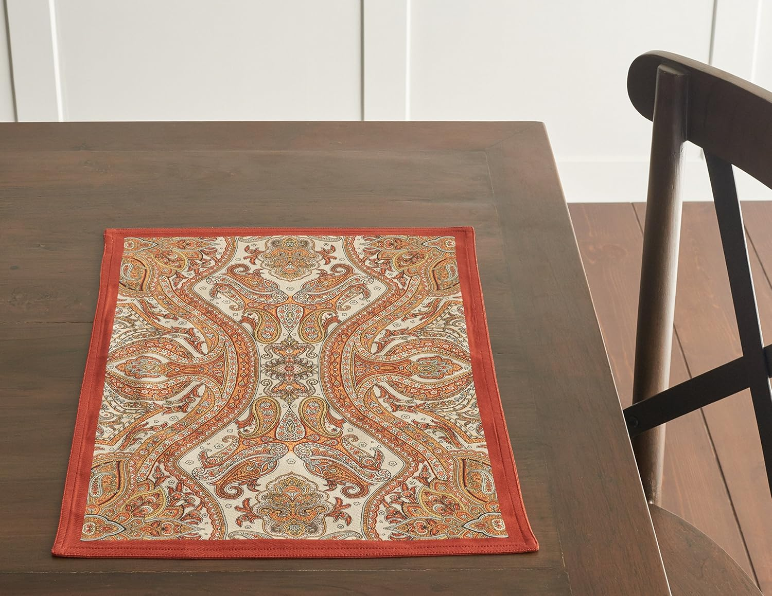 Maison D'Hermine Placemats Set of 4 100% Cotton Washable Cloth Place Mats, Reusable Table Mats for Kitchen Dining Decoration, Party, Wedding, Restaurant (Kashmir Paisley, 13" X 19") image number 6