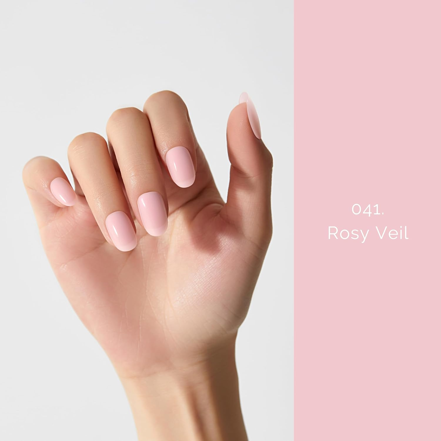 NAILOG Semi Cured Gel Nail Strips (20 Extra Long Stickers/Wraps) | Glossy & Long Lasting Soft Gel Finishing -Rosy Veil