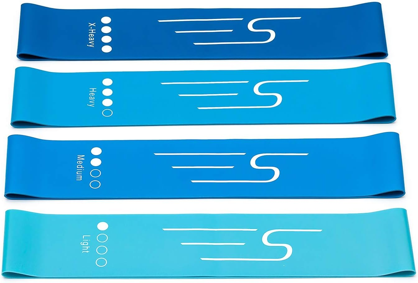 Resistance Loop Exercise Workout Bands - for Athlete Training, Glutes, Legs and Butt, Pilates & Yoga Bands - Set of 4 + Carry Bag - by Uptospeed image number 3