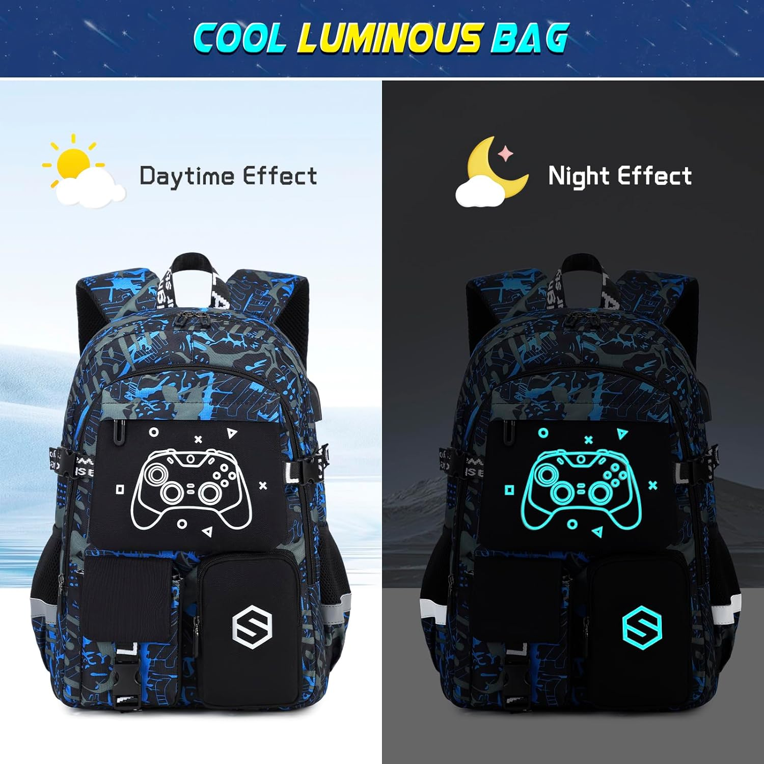 Scothen Cool Luminous School Backpacks for Boys image number 5