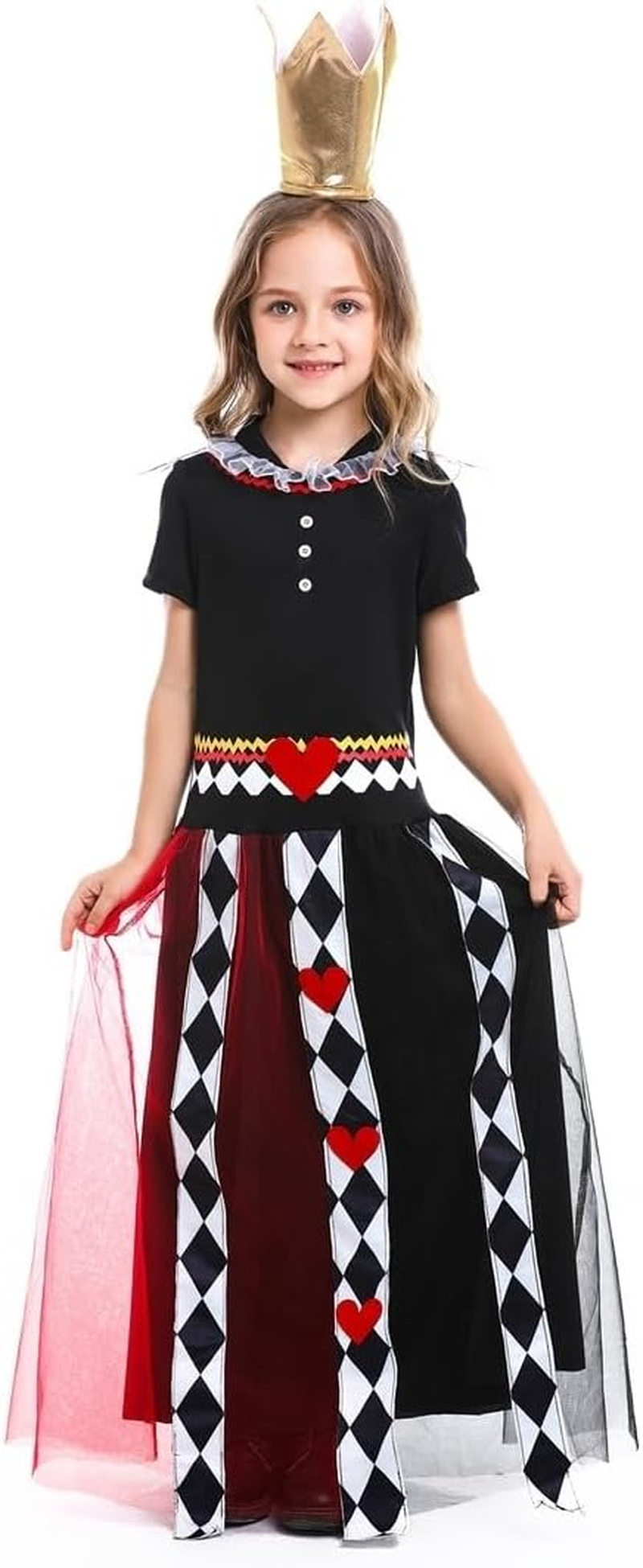 Costume Bay Girls Queen of Hearts Alice in Adventure Book Week Cosplay Party Costume Enchanted Kids Dress Themed Costume Imaginative Play Royal Birthday Girls image number 1