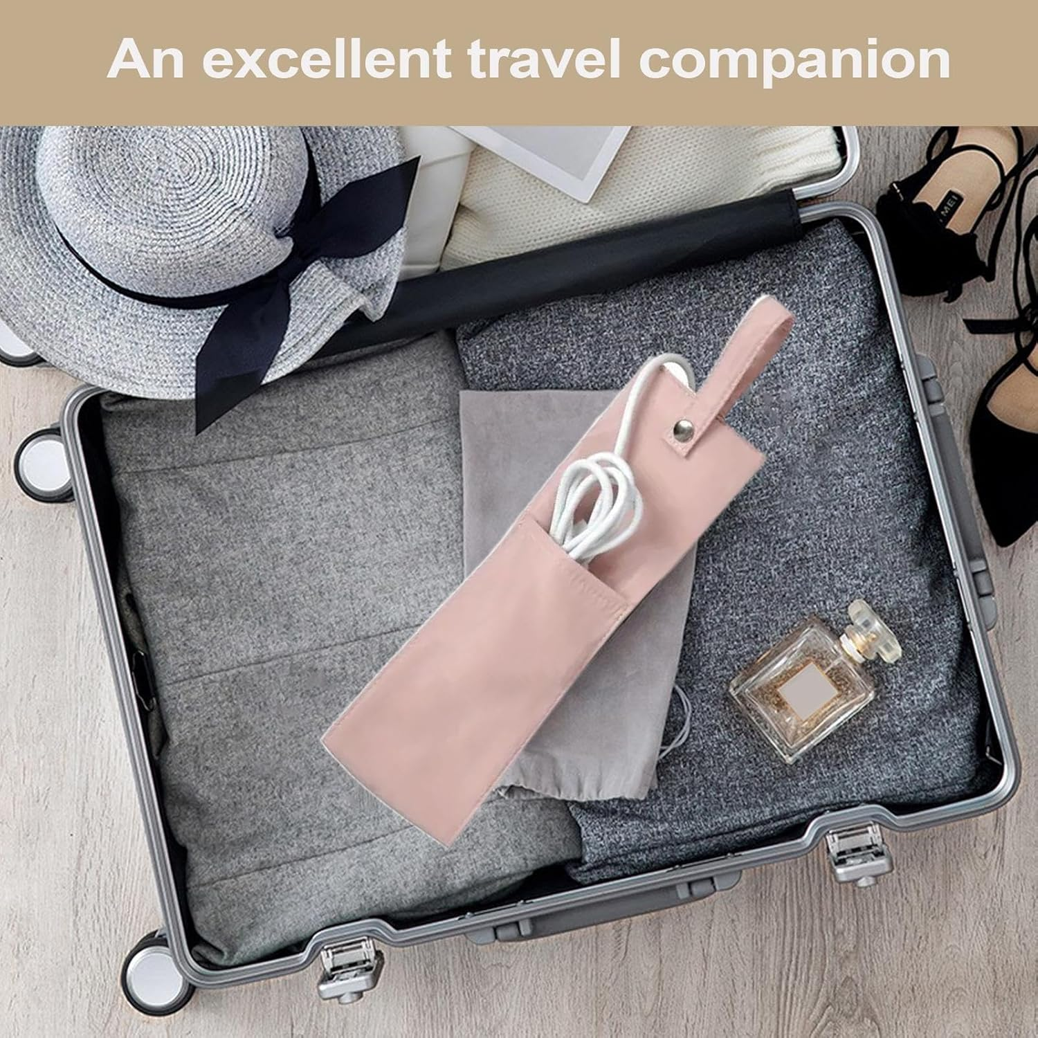 Hair Tool Travel Bag - Heat Resistant Mat Hair | Hairs Styling Pouch Bag | Dustproof Waterproof Portable Bags Travel | Tool Organizer Mat for Straighteners, Curling Irons, Dryers, Hot Air Brushe - Pink image number 4