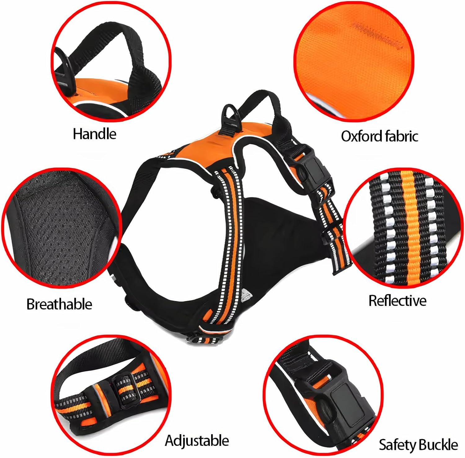 Pet Swift Adjustable No Pull Dog Harness (Orange, Medium) - Comfortable and Secure Dog Harnesses - Easy Control, Pet Harness for Safe Walks Durable Lightweight Friendly Design image number 2