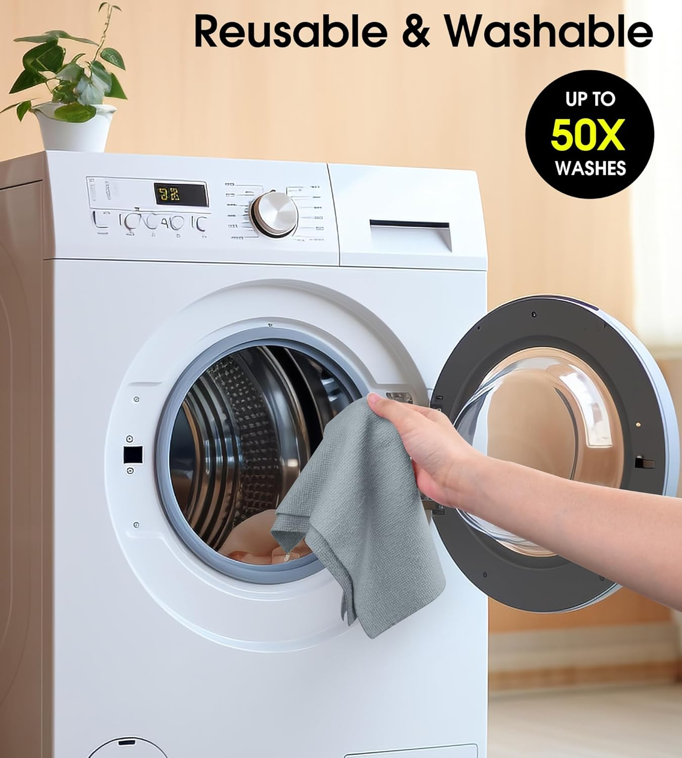 Kitchlife Microfiber Cleaning Cloth Roll - Tear-Away Reusable Microfiber Paper Towels, Lint-Free, Washable, 20 Sheets for Kitchen, Car, Dishes, and Sensitive Surfaces (Grey) - Black image number 6