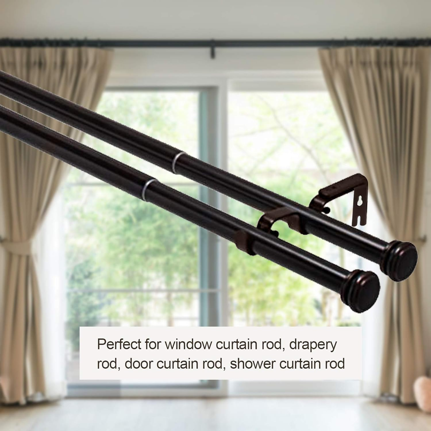 ZOEYES 8 Pack Heavy Duty Double Curtain Rod Brackets, Bronze, Iron Frame, Wall Mount, Perfect for Bedroom, Living Room, Dining Room image number 6