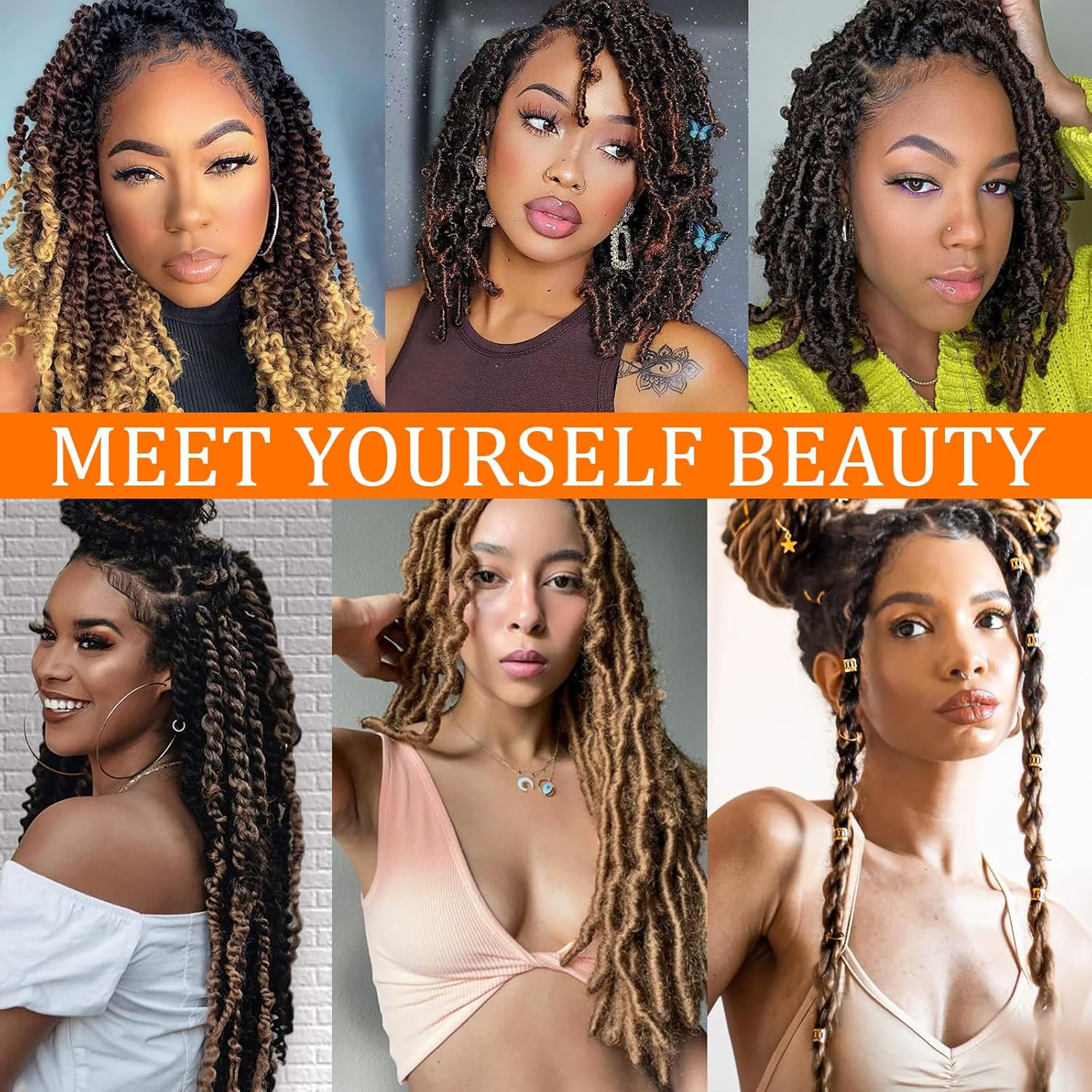 BLTYXT Springy Afro Twist Soft Pre Separated Synthetic Marley Twist Braiding Hair for Locs Crochet Hair Extensions (24 Inches (Pack of 3), 1B)