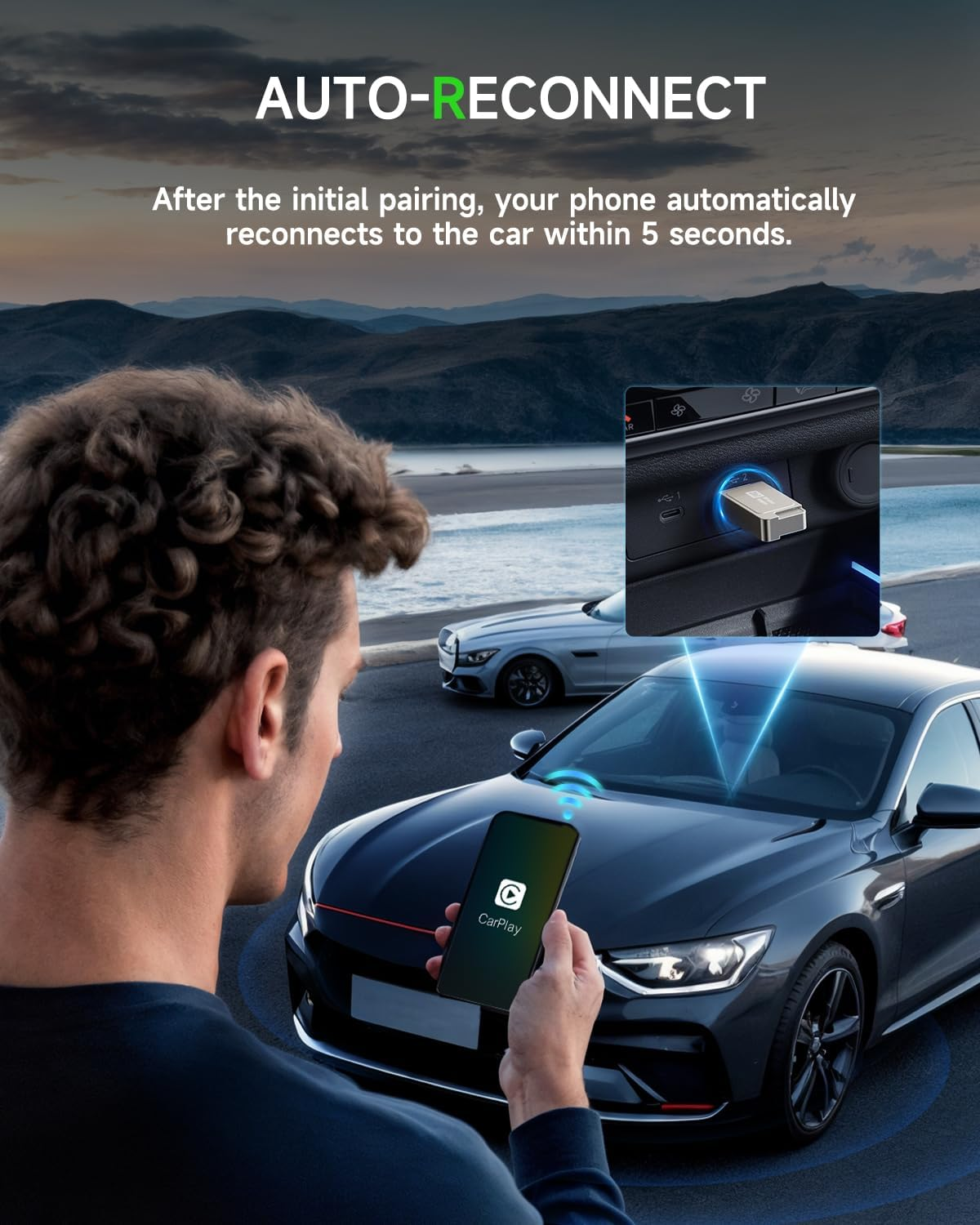 Wierless Carplay Adapter, Spedal CL321 Carplay Dongle - Fast Pairing, Auto Reconnect, Mini Metal Design with USB A-C Adapter, Compatible with Iphone 6+ and Cars from 2016+ image number 6