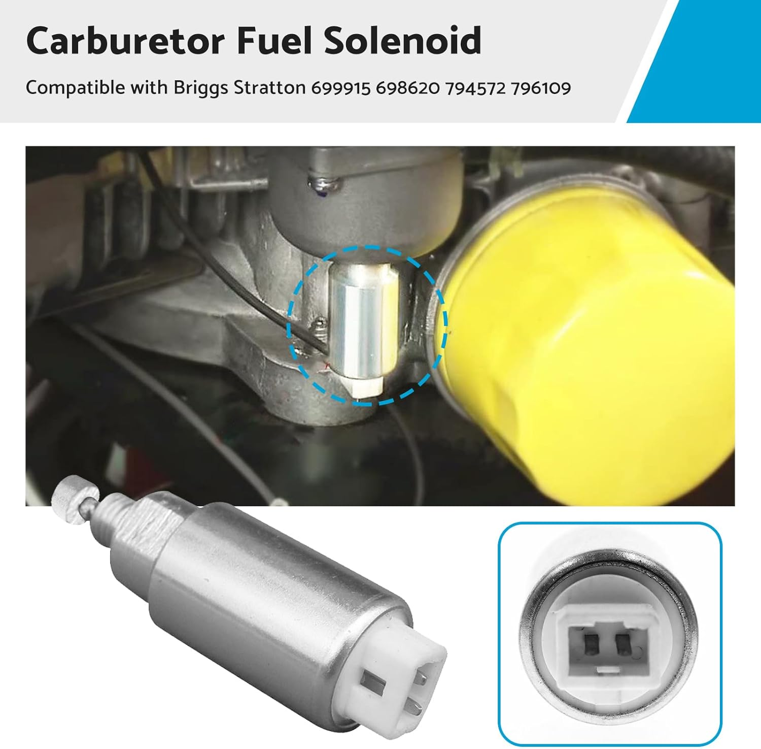 Carburetor Fuel Solenoid Compatible with Briggs Stratton 699915 698620 794572 796109 image number 6
