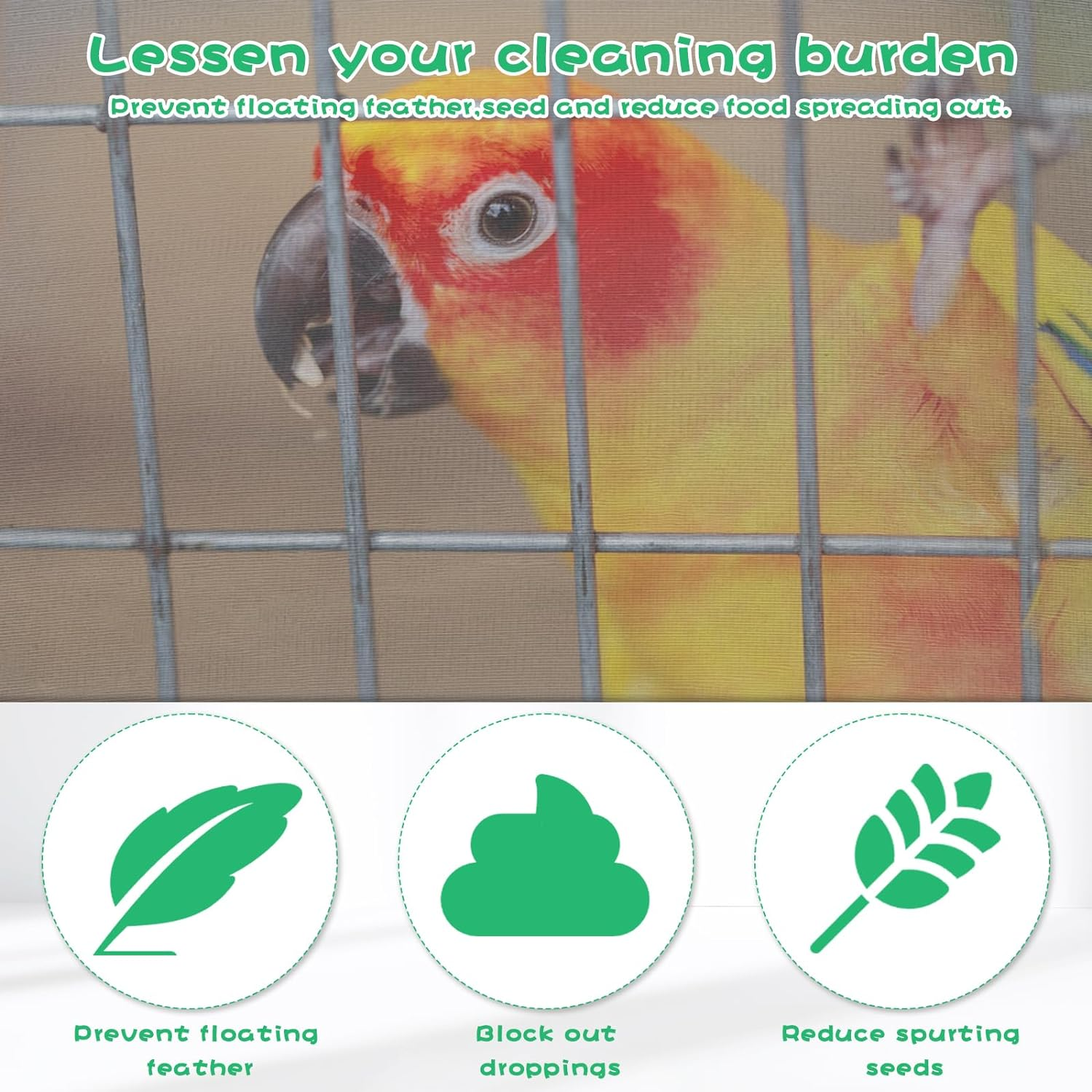 Jeffdad Large Bird Cage Cover, Extra Large Bird Cage Seed Catcher Black Bird Cage Net Bird Cage Accessories Cage Cover Ventilated for Cages with Circumference of 150-220 Cm image number 4