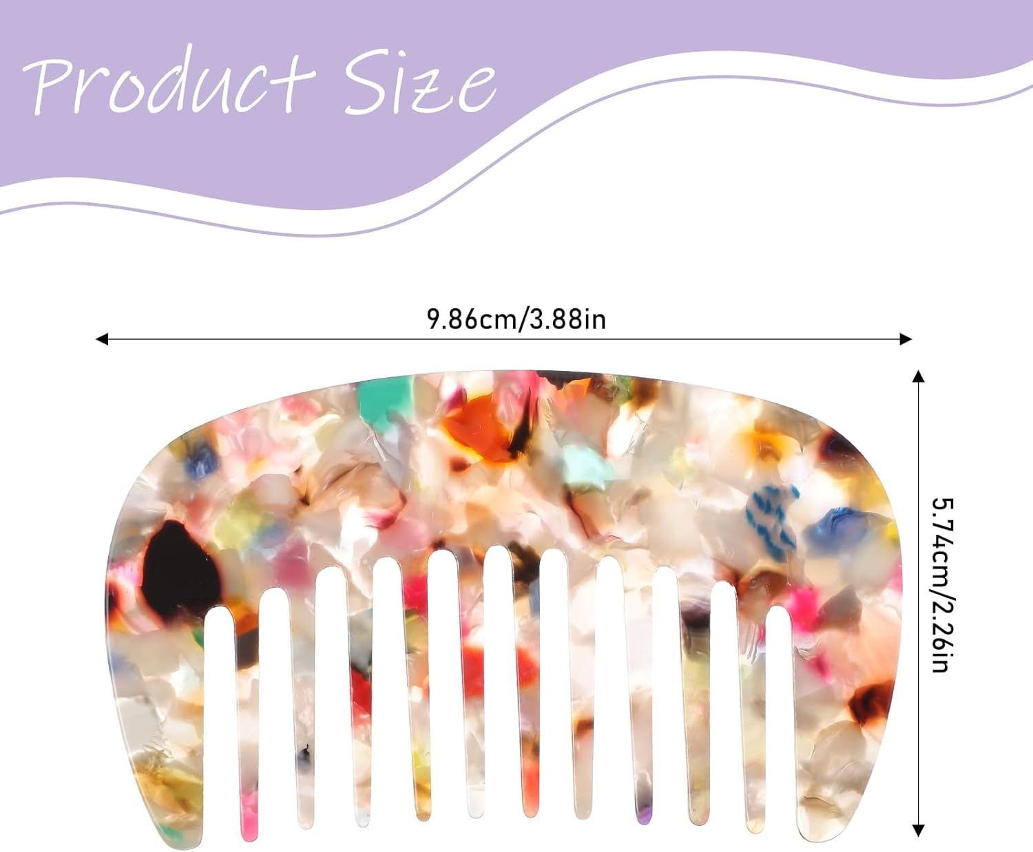 YUXIANLB Wide Tooth Comb Detangling Comb for Women Hair Pocket Comb 2Pcs Multicolor Anti-Static Small Size Acetate Hair Detangler Brush for Bangs Thick Curly Wavy Long Hair Daily Hair Care Wet and Dry image number 4