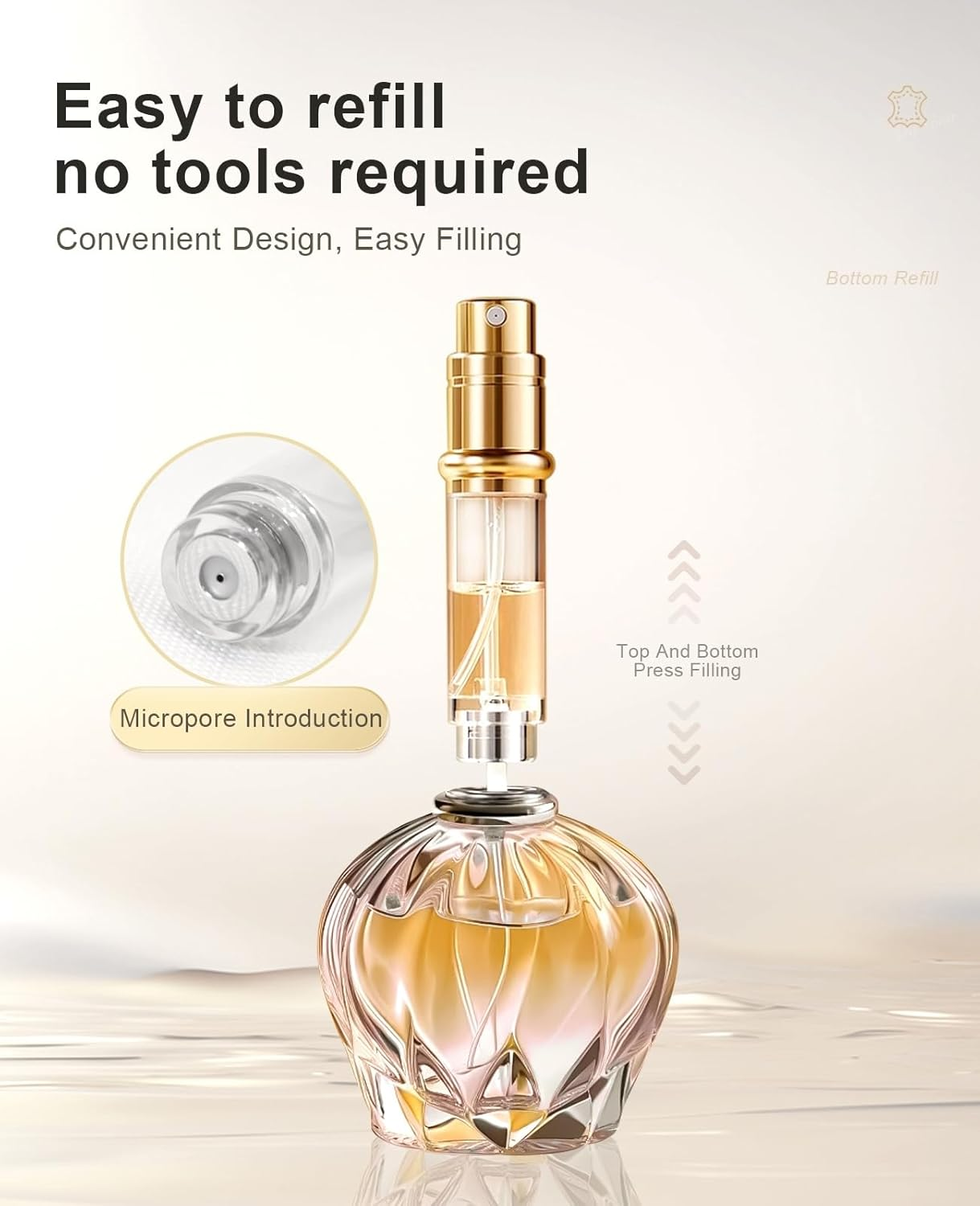 Asanana Perfume Atomiser, Refillable & Travel Size Perfume Bottle, Leaking Proof,Bottom Pump without Funnel, Luxurious Small Women and Men, 5Ml (Deepblue) image number 4