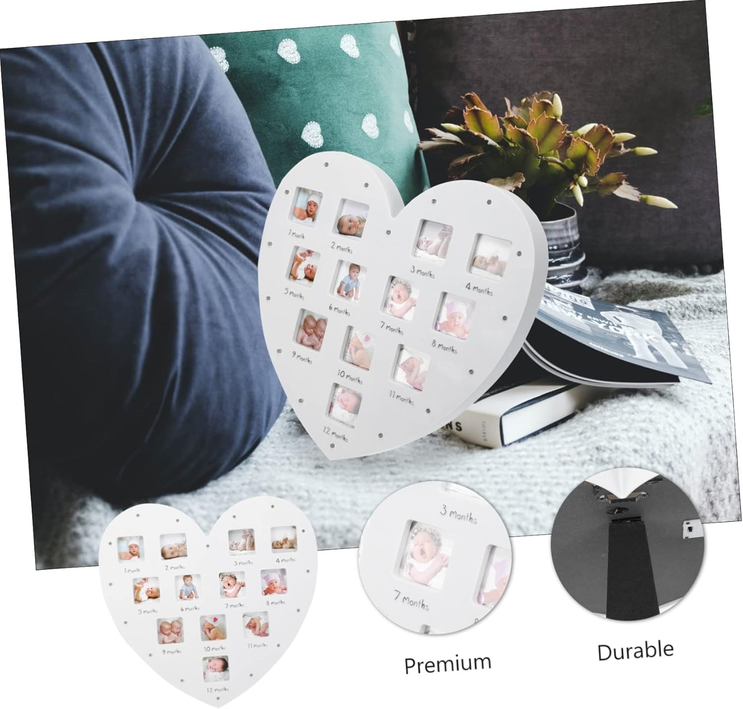 Toyvian Keepsake Frame for Newborn Month Photo Album Wall Hanging Decor for Growth image number 2