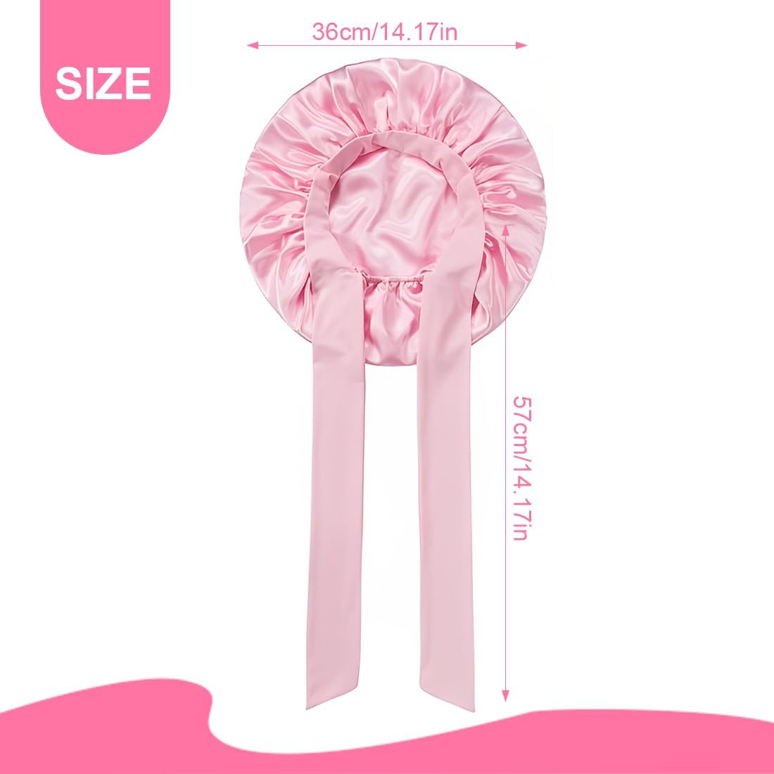 JAWUZ Silk Bonnet for Sleeping, with Nastri Regolabili, Satin Hair Bonnet Raso per Donna Ragazza (Pink) image number 6