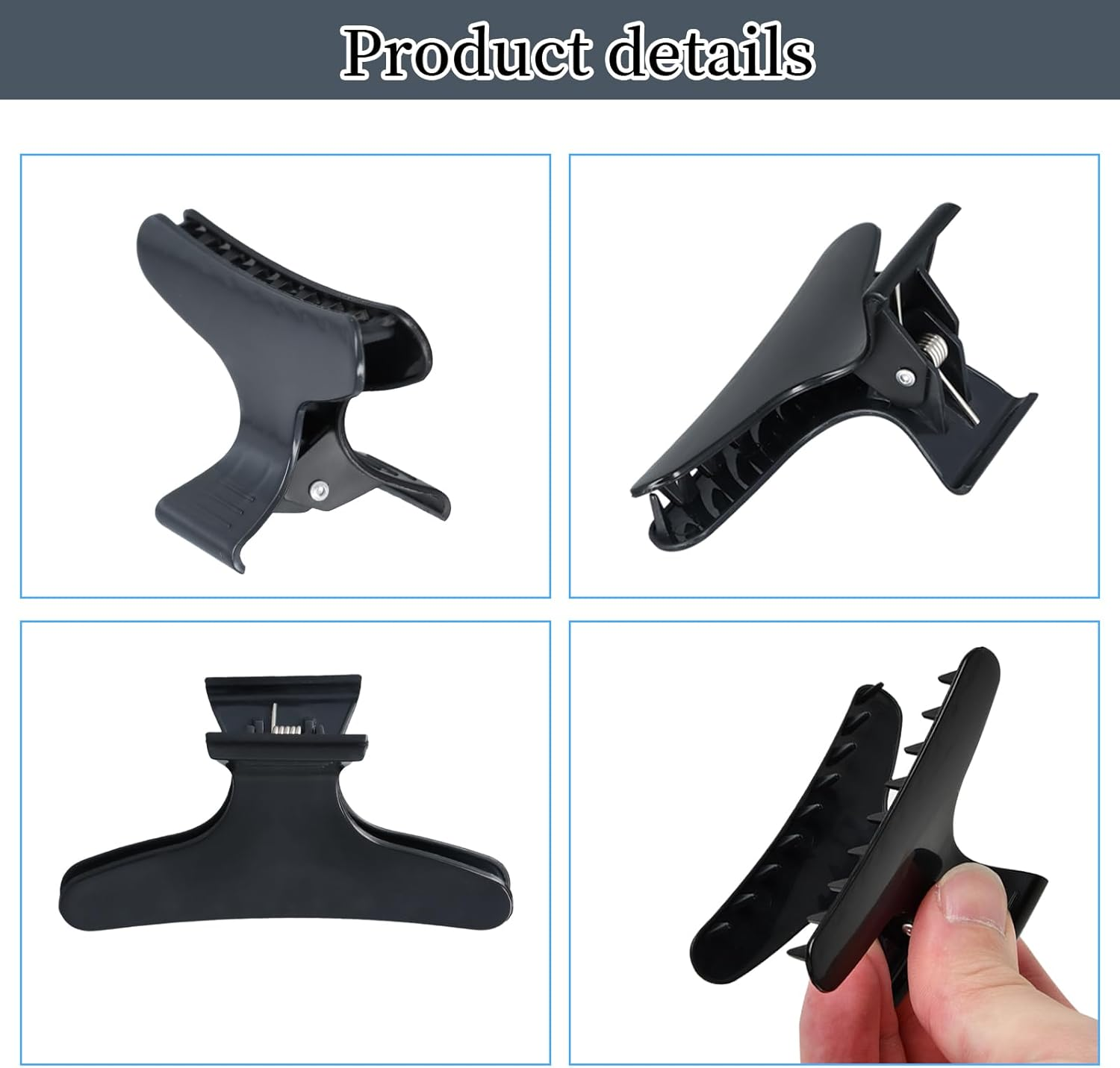 12 Pcs Black Butterfly Hair Claw Clips, Salon Hair Claw Hairdresser Clamp Black Clip Barrettes, Hairdresser Styling Accessories for Women & Girls