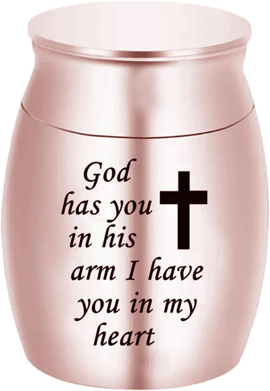 Pet Memorial Urns for Ashes, Keepsake Memorial Urns Teeth Hair, Rose Gold-Plated Stainless Steel Jars for Cat Keepsake Loss of Dog Sympathy Gift