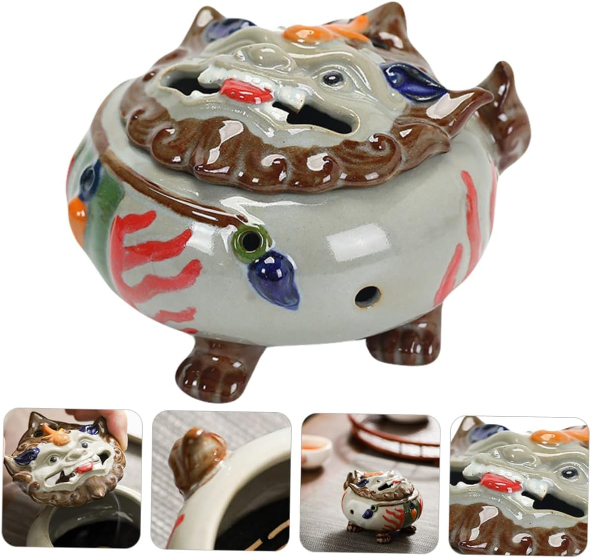 DOITOOL Auspicious Beast Incense Burner Censer Home Decor Ancient Design for Desktop Aroma image number 4