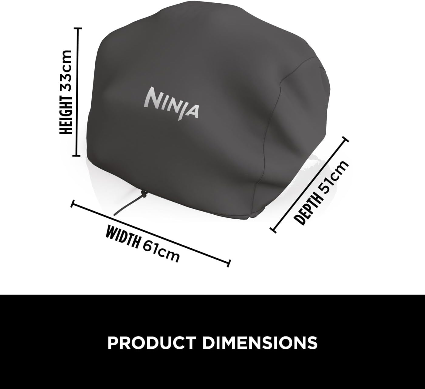 Ninja Woodfire XL Grill Cover, Anti-Fade Weather Resistant BBQ Cover with Drawstring, Official Accessory, Compatible with Ninja Woodfire XL BBQ Grill OG850 / OG901, Black, XSKOGXLCVREU image number 5
