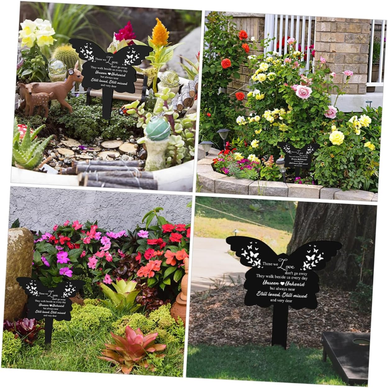 Yardenfun Memorial Butterfly Stake Cemetery Decoration Outdoor Garden Stake Acrylic Butterfly Lawn Ornament Grave Memorial Plaque for Cemetery and Yard Use image number 6