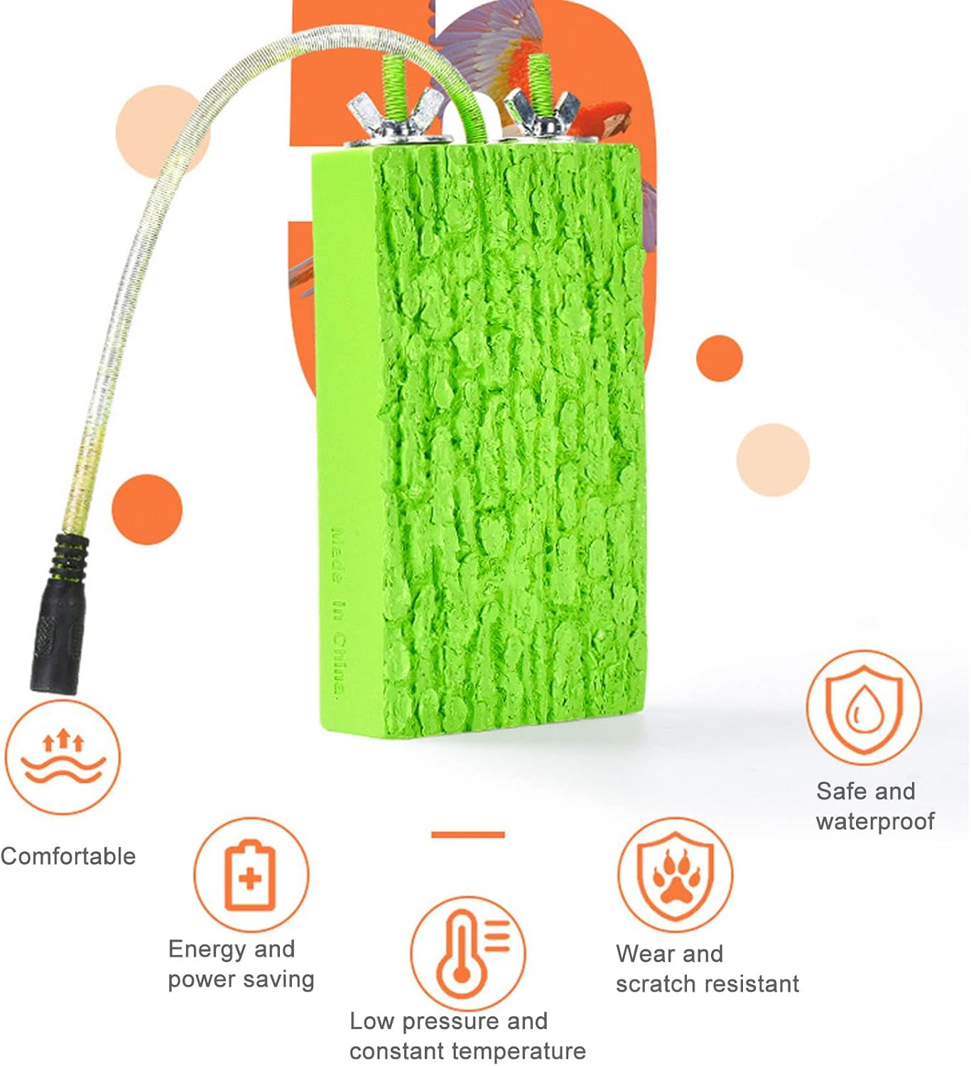 Topiky Bird Pole Heating Platform Constant Temperature 5W Safe Small Pet Warm Deck Board Cage Accessories Exercise Toy for Pets Parrots Budgies Parakeets (EU) image number 2