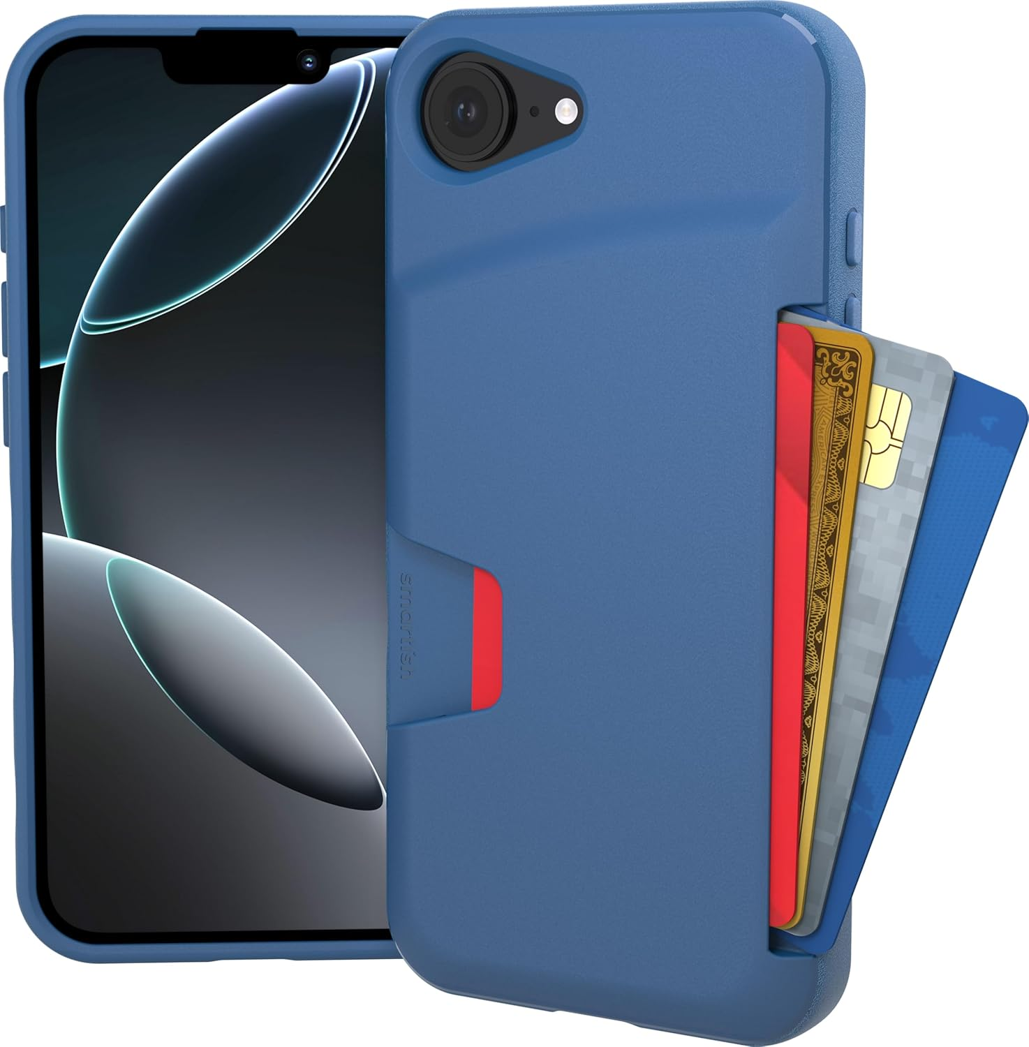 Smartish&reg; Iphone 16E Wallet Case - Wallet Slayer Vol. 1 [Slim + Protective] Credit Card Holder - Drop Tested Hidden Flip Card Slot Cover Compatible W/Apple Iphone 16E 2025 - Blues on the Green