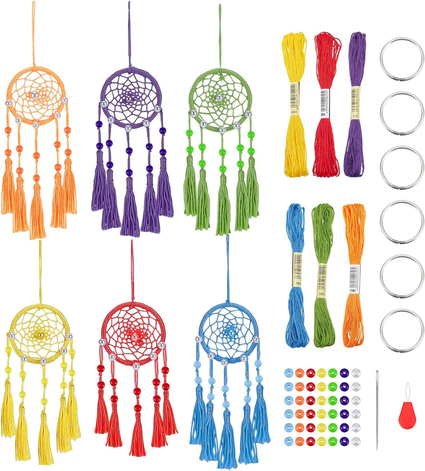 INFUNLY 2 Set DIY Dream Catcher Kit - Make Your Own with Instruction, Moon Circle, Star, Metal Feather - Handmade Wall Hanging Decor for Bedroom, Wedding, Party