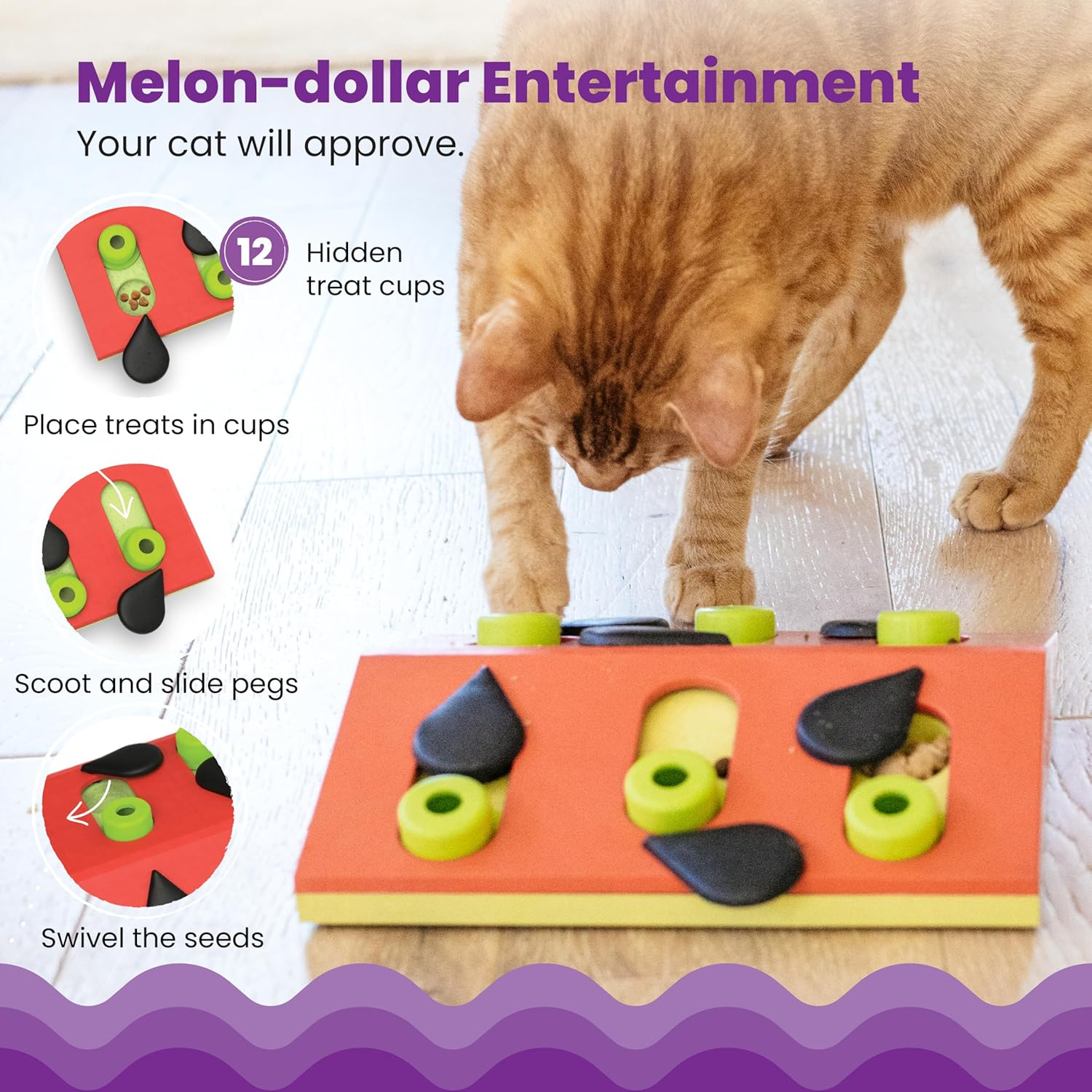 Petstages Nina Ottosson by Melon Madness Puzzle & Play - Interactive Cat Treat Puzzle image number 5