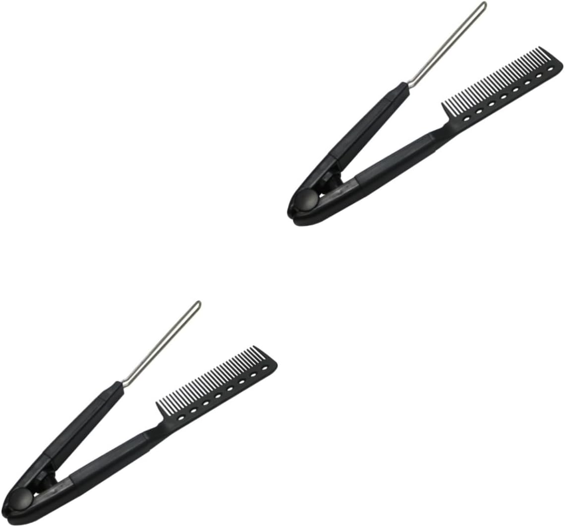 SOESFOUFU 2Pcs Professional Hair Straightener Brush Shape Hair Straightening Tool Skin-Friendly Prevent Family Travel Outdoor image number 5