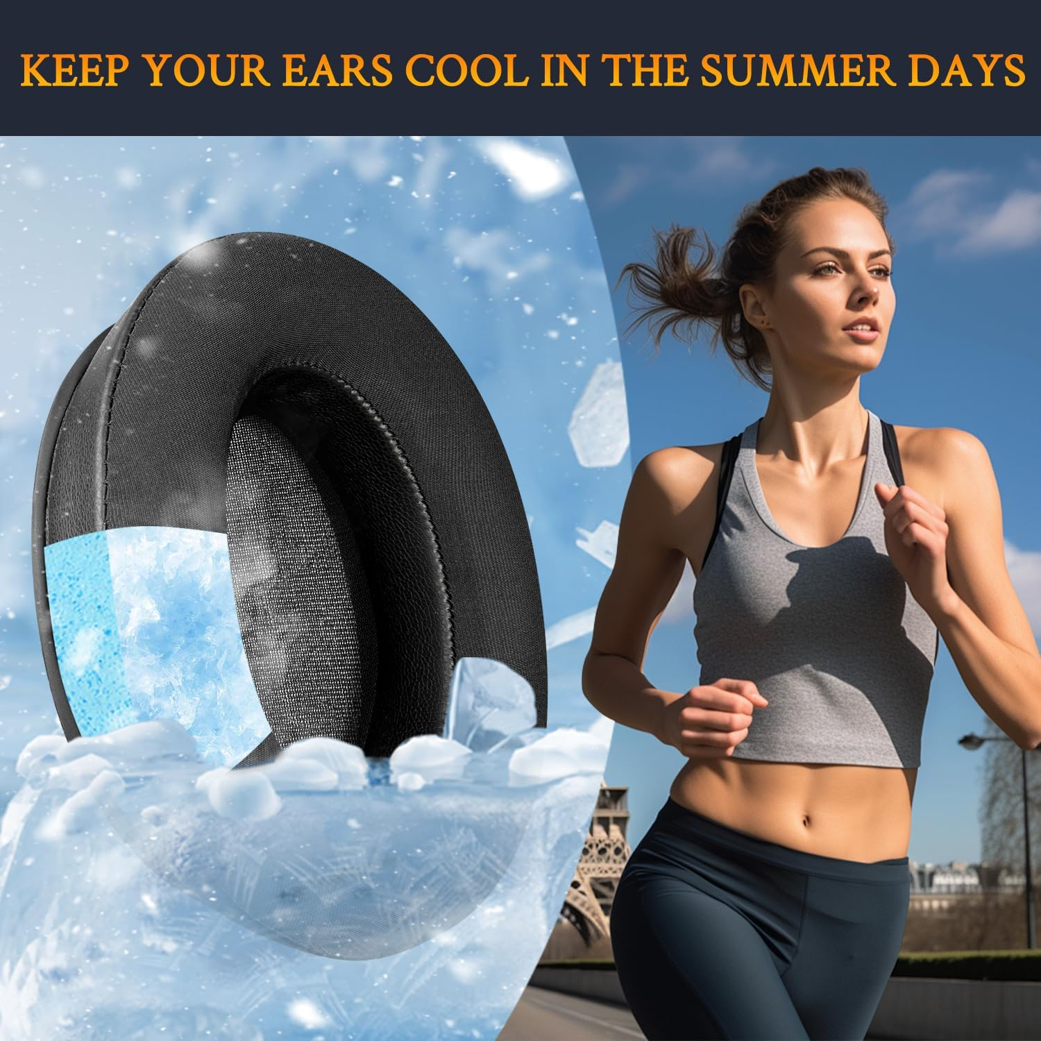 SOULWIT Cooling Gel Earpads Replacement for Sennheiser Hd280/Hd280-13/Hd280-Pro/Hd281/Hmd280/Hmd280 Pro/Hmd280-13/Hmd281/Hmd281 Pro Headphones, Ear Pads Cushions with Noise Isolation Foam - Black