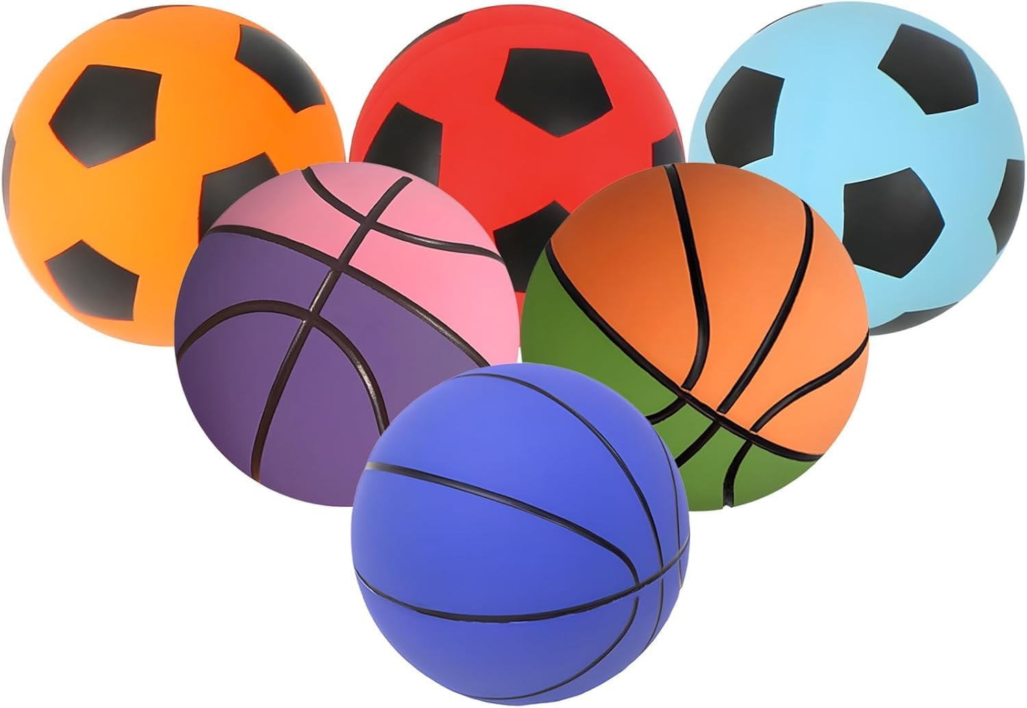 6 Pcs Rubber Bouncy Handball Bulk for Girls Boys, Mini Basketball & Football Bouncy Balls Party Favors for Outdoor Games, Playground Skip Hand Ball for Party Bag Fillers Gifts image number 6