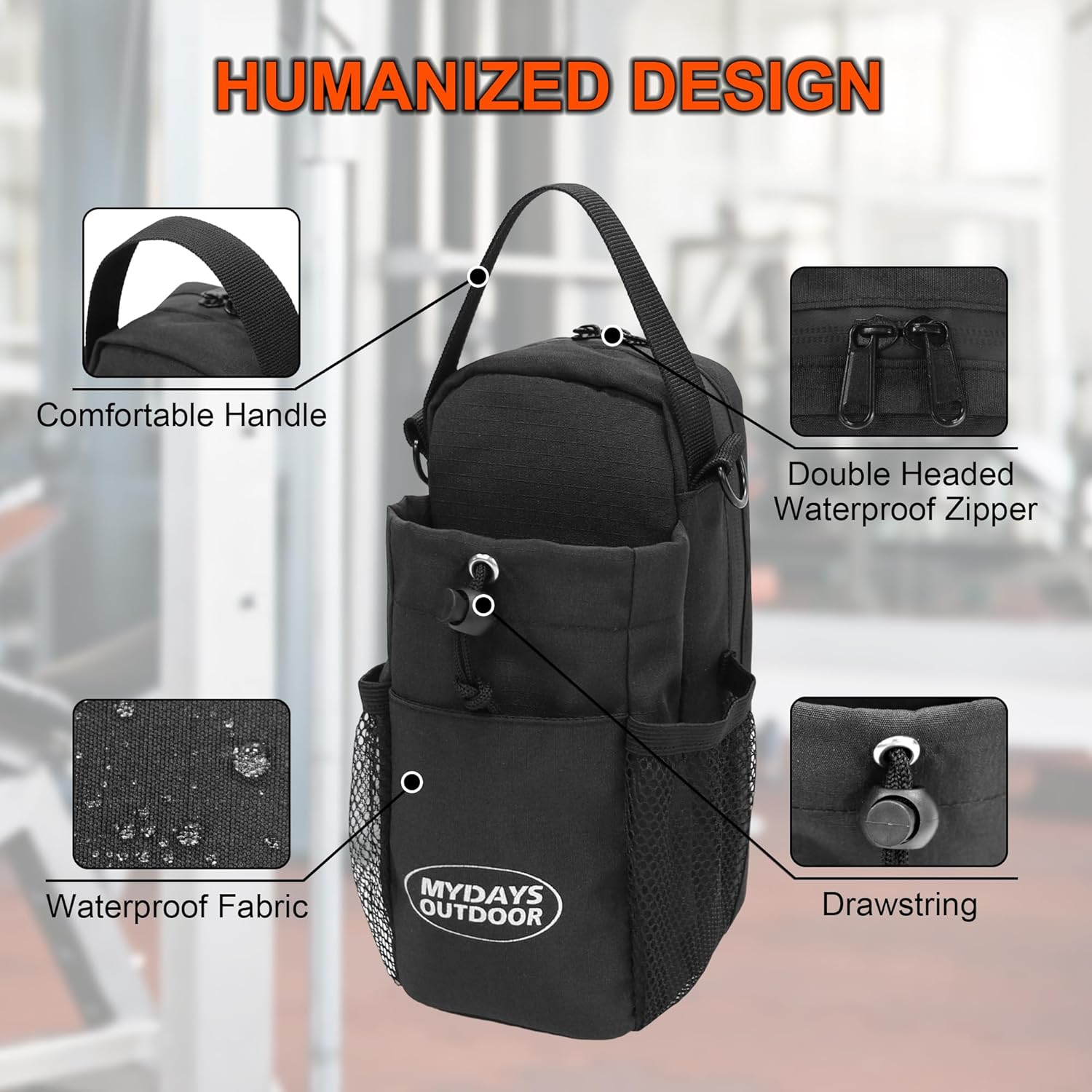 Magnetic Gym Bag,Water Bottle Carrier Bag,Water Bottle Holder with Shoulder Strap,Magnetic Gym Pouch for Travel, Work, and Sports Accessories image number 1