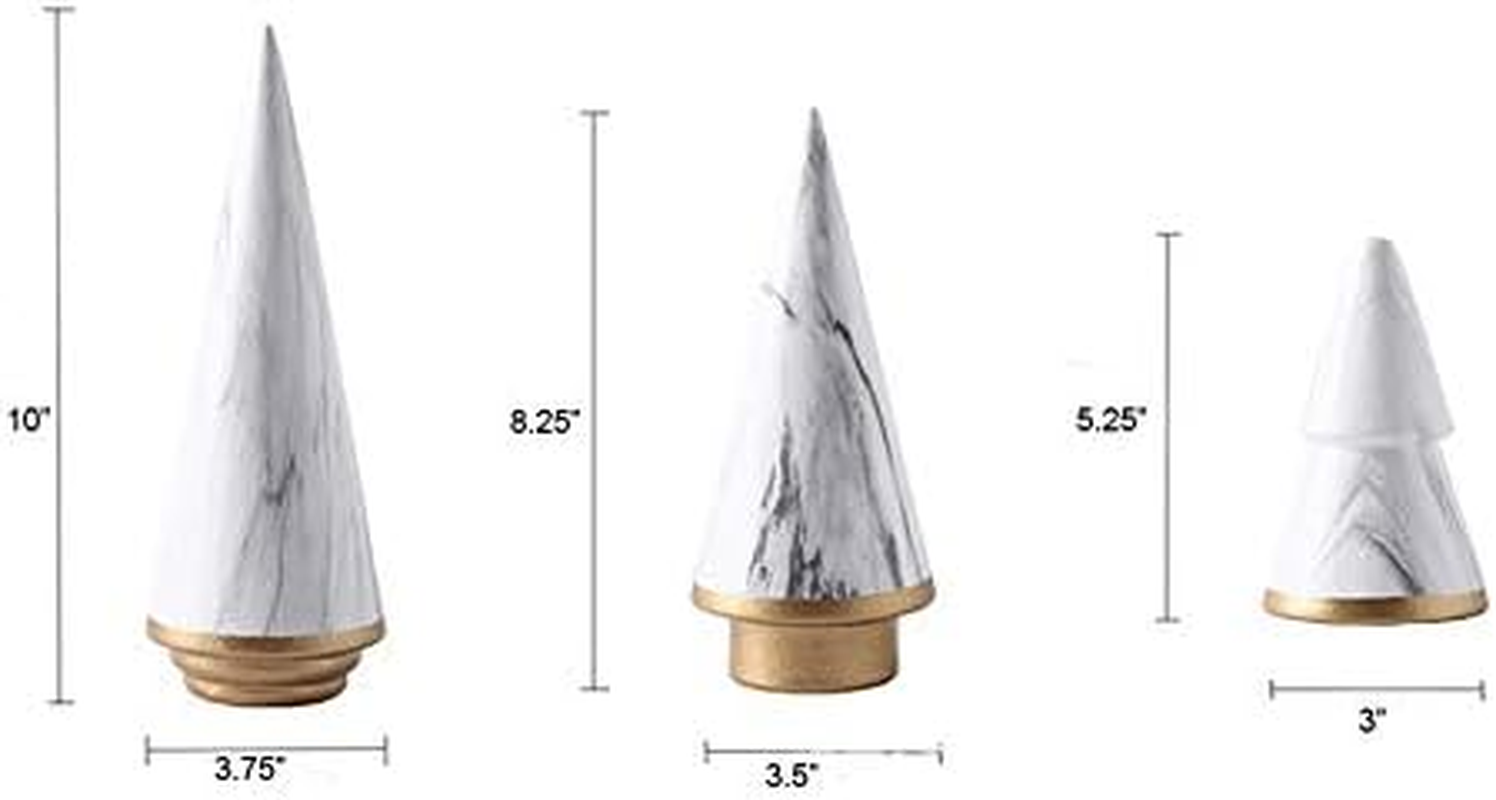 Kiaotime Simple Elegant Ceramic White Gold Christmas Tree Tabletop Counter Centerpiece Mantel Shelf Home Decor Accents Xmas Christmas Tree Decoration Ornament (Complete Set of 3) image number 6