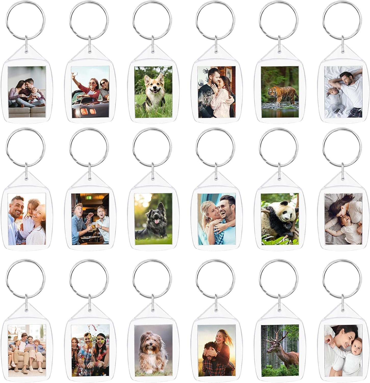 Party Monkeys Blank Photo Insert Keychains (100 Pack) - Each Keyring Is 5.4 X 3.4Cm - Translucent Clear Acrylic Key Rings for Double-Sided Photos Small Picture Frames for Family Friends Gifts & Craft image number 2