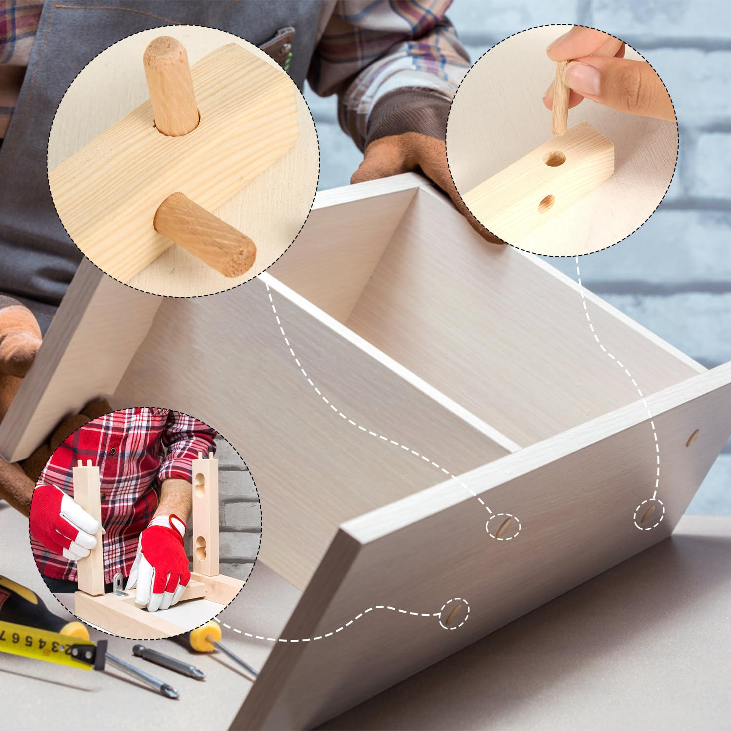 120Pcs Wooden Spikes, Wooden Spikes 8X30 Mm, Multifunction Screw Hole Cap for Wood Colic Wood Repair Furniture Fasteners image number 5