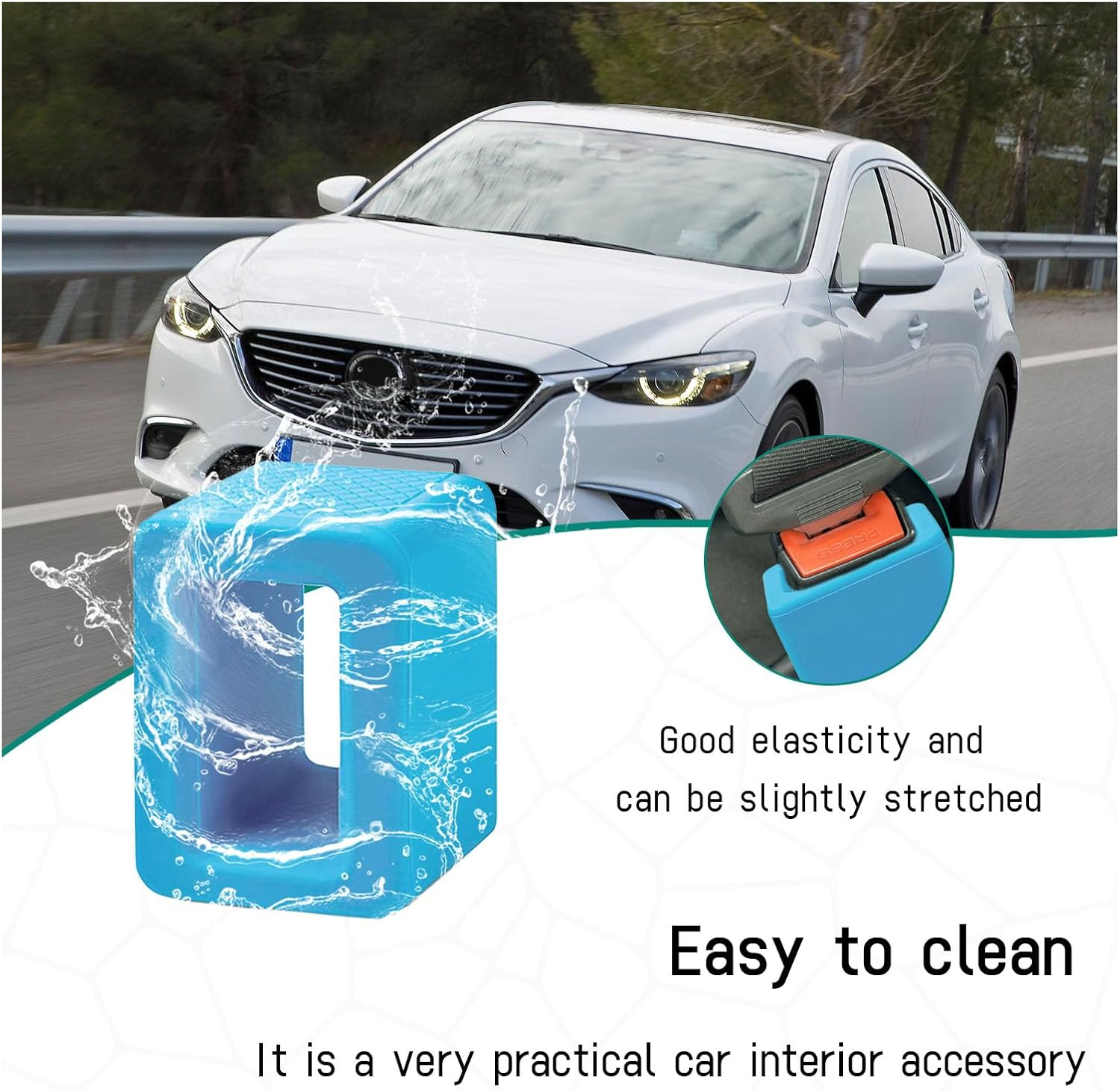 Augeny 2PCS Seat Belt Buckle Holder, Silicone Auto Rear Seatbelt Buckle Booster to Makes Receptacle Stand Upright for Easy Access, Universal Vehicle Seatbelt Buckle for Kids (Blue) image number 1