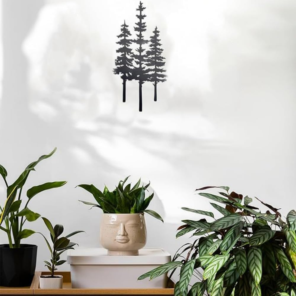 Metal Tree Wall Decor, Cabin Decor, Tree Decor, Rustic Wall Decor for Home Office Farmhouse Indoors and Outdoors Black(Large - 14.96"X8.27") image number 2