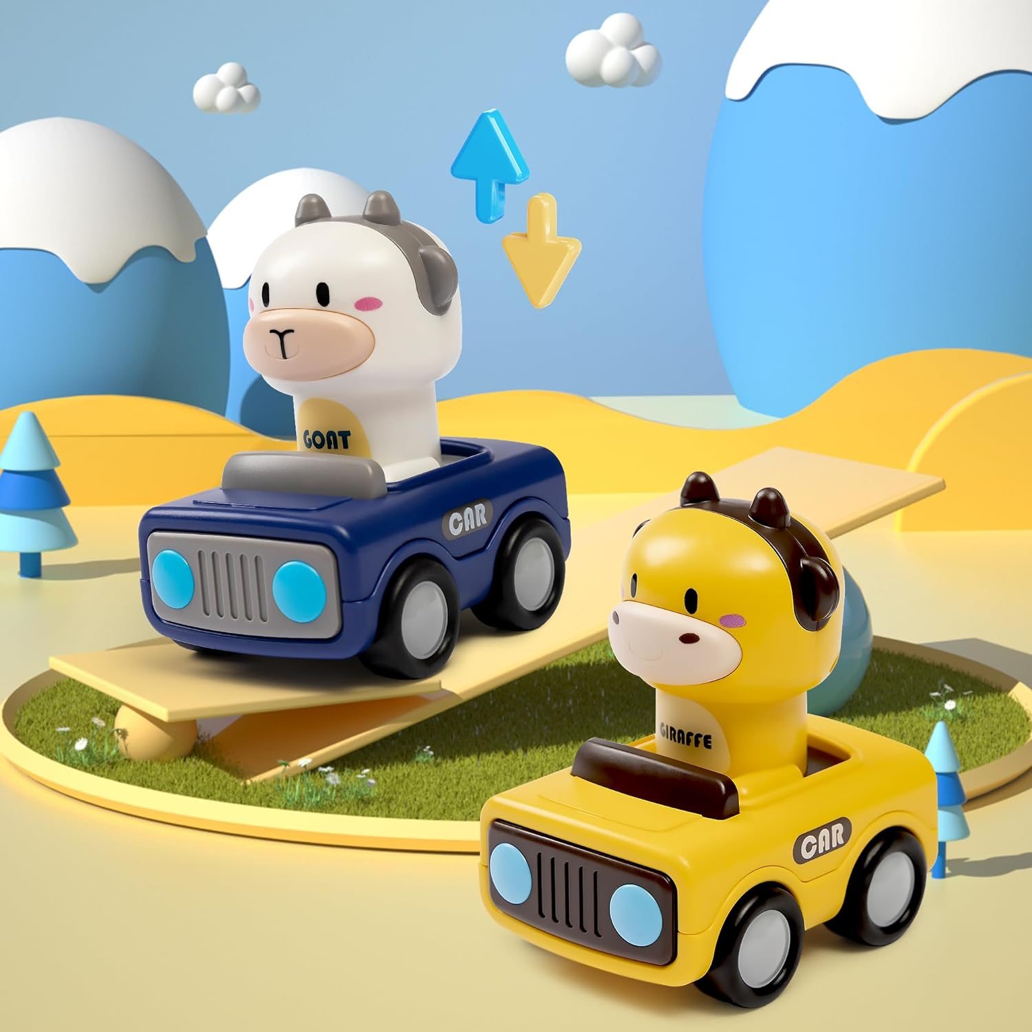 4 PCS Press and Go Cars Toys for 1 2 3 Year Old Boy, Infant Animal Racing Car for Toddlers 1-3, 1 Year Old Boy Girl Gifts Baby Play Vehicle Set, 1St Birthday Gifts, Pull Back Car Toy for 6-18 Months - Dinosaurs image number 6