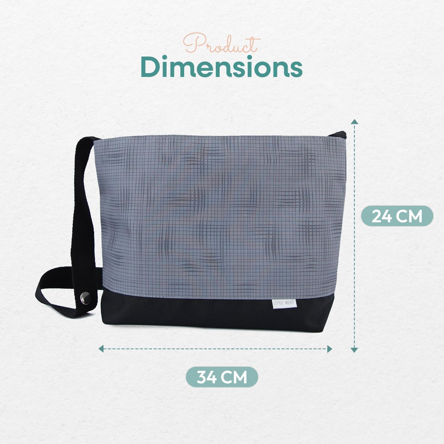 Nappy Caddy Stroller Organiser - Universal Pram Caddy Bag for Mummy - Snuggly Fit to Most Strollers W/Shoulder Strap, Adjustable Strap, and Handy Reusable Wet Pouch, Grid Lock Grey - by Zoe Sage - Zebra Crossing image number 2