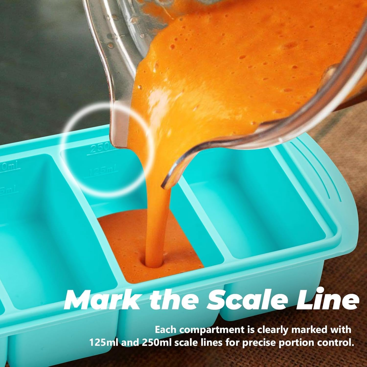 KALEDE&reg; Silicone Freezer Trays with Lid, 2Pack Silicone Freezing Tray for Broth Soup Storage - Freeze 250Ml 250Ml Souped Portion image number 5