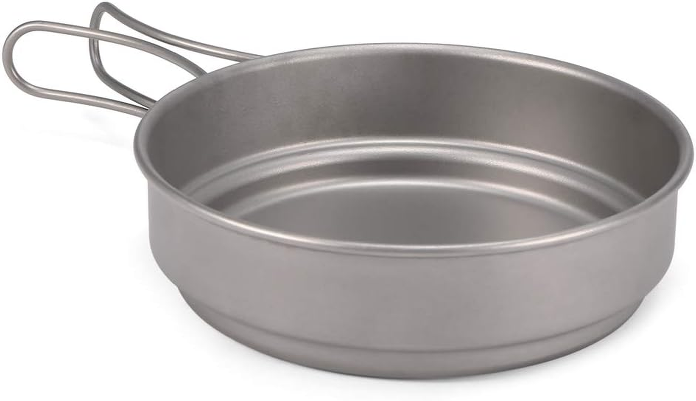 LAPOOH Camping Titanium Cookware Set 1000Ml 750Ml Pot Pan Spoon Set for Outdoor Camping Hiking Backpacking Picnic Cooking Equipment image number 5