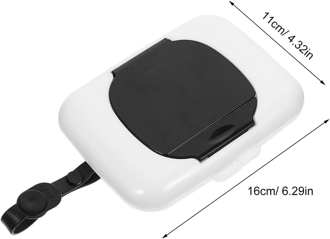 Baby Wipes Dispenser Portable Travel Wipe Holder Case Refillable Black 2Pcs Suitable for Diaper Bags and Outdoor Use