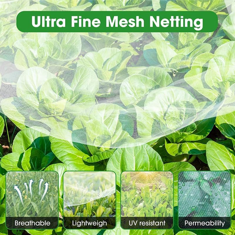 AIMALL 6/10M Netting Insect Bug Fly Fruit Mesh Net Vegetable Plant Protection Cover - Uv-Resistant PE Mesh Plant Protection - Suitable for All Seasons, Sun & Rain Permeable, Multiple Size Options image number 6