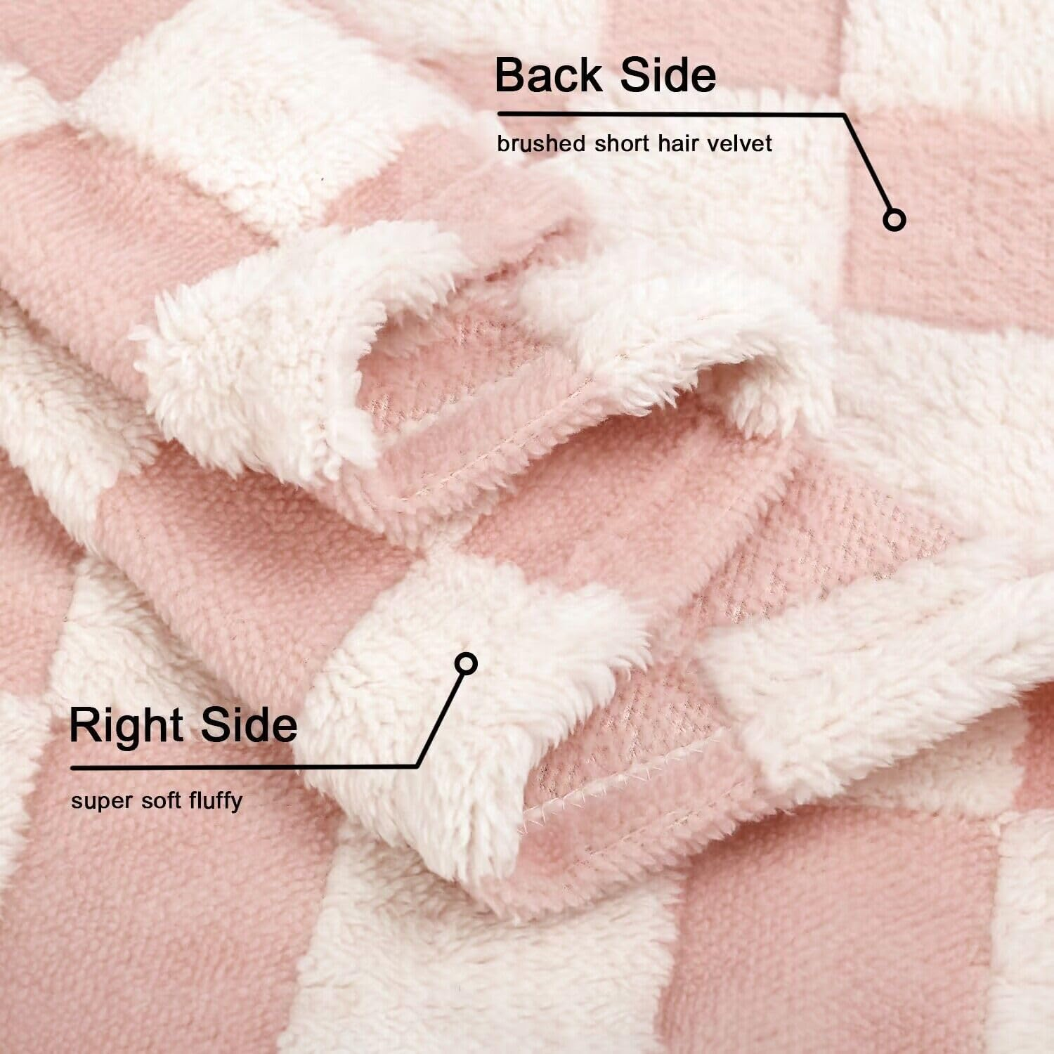 HOMRITAR Baby Blanket for Girls 3D Checkered Fleece Fluffy Fuzzy Checkerboard Grid Warmer Shaggy Soft Cozy Fuzzy Bed Blanket for Toddler, Newborn or Infant Pink 30 X 40 Inch image number 2