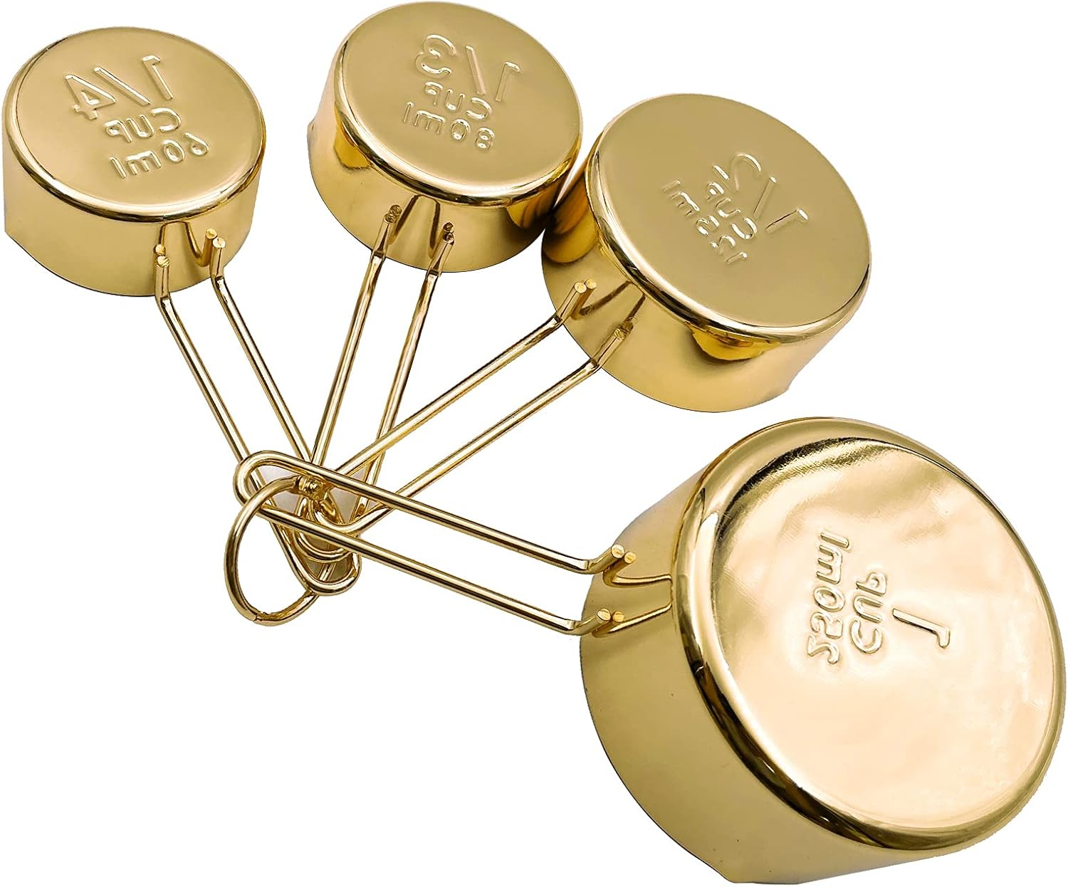 4Pcs Stainless Steel Measuring Cups Set Kitchen Accessories Baking Tea Coffee Measuring Tools (Gold-4Pcs)
