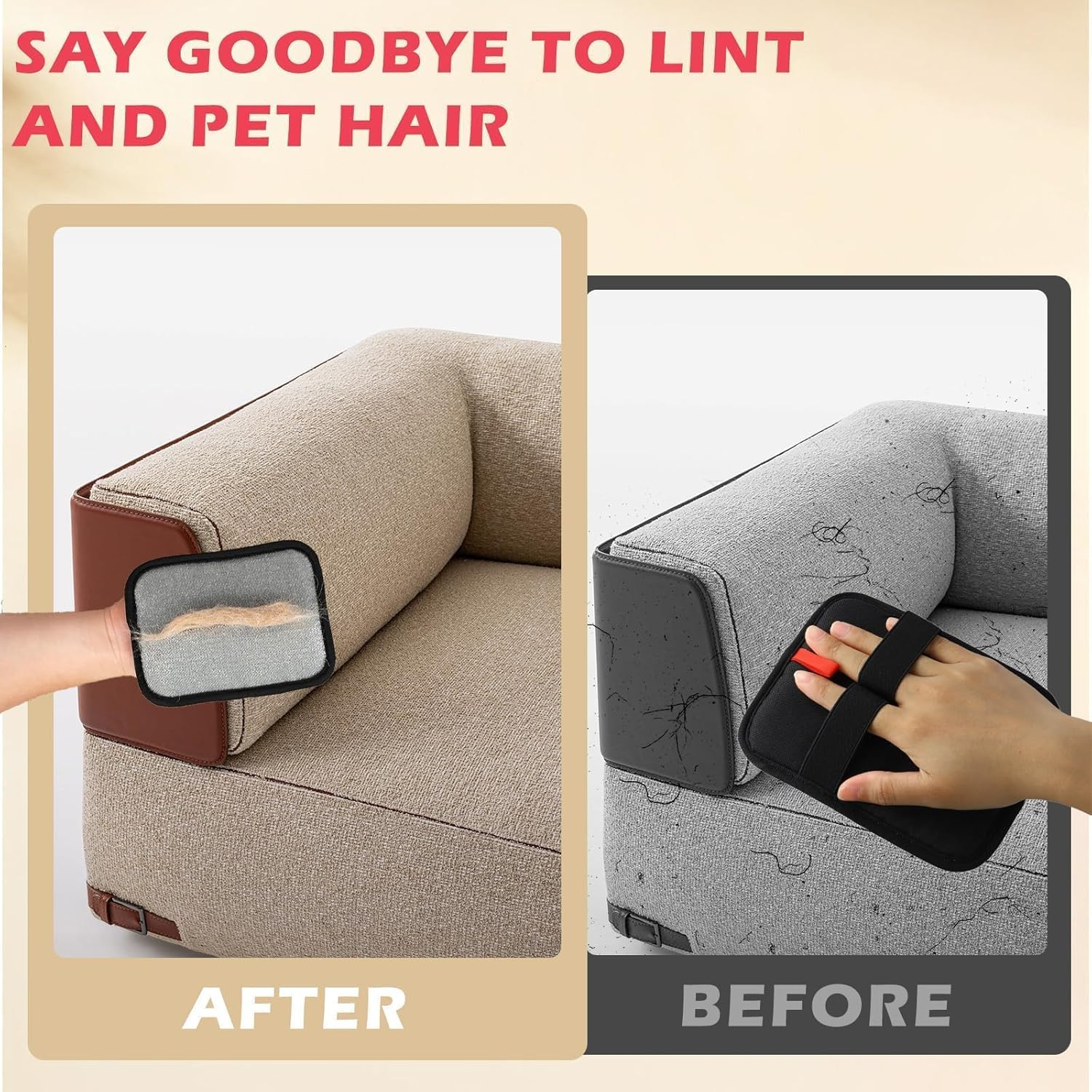 2 PCS Pet Hair Remover Glove, Magic Brush Pet Hair Remover, Reusable Fur Catch Glove for Cat and Dog Hair Removal, Soft Grooming Brush for Furniture, Car Seat, Carpet, 17.5Cm X 13Cm