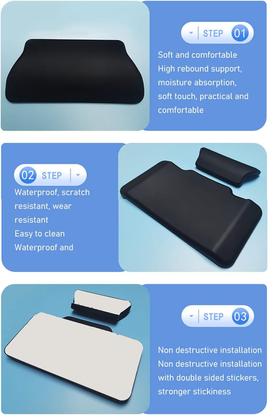 Motorcycle Luggage Box Back Cushion, PU Leather 3Cm Thickness Tail Box Passenger Backrest Support Damping Pad, Rear Top Case Box Cushion Backrest Pad,Motorbike Damping Accessories image number 6