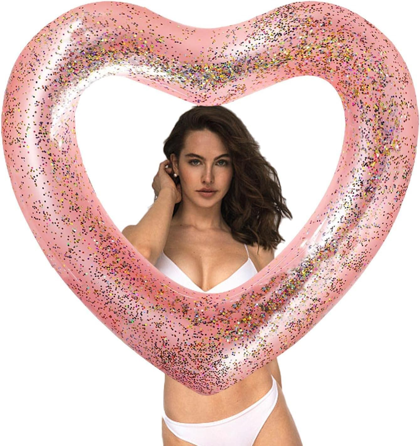 Heart Inflatable Pool - Heart Shaped Pool Float Loungers Tube | Water Fun Beach Party Toys, Summer Swimming Tube for Kids, Adults image number 3