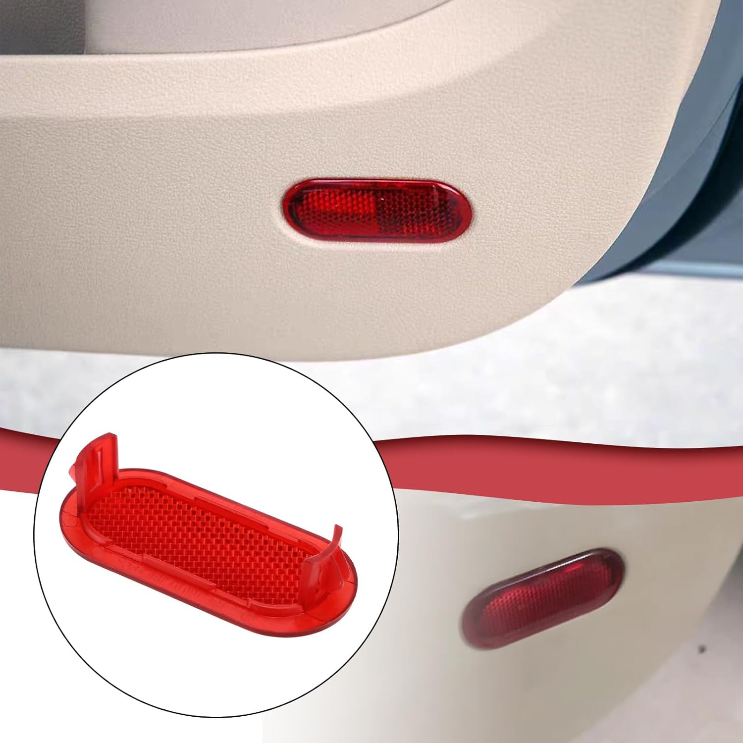 VGOL 2Pcs Door Reflector Car Door Reflector Red Door Panel Warning Light Reflector Compatible with Volkswagen Beetle, OEM 6Q0947419 image number 5