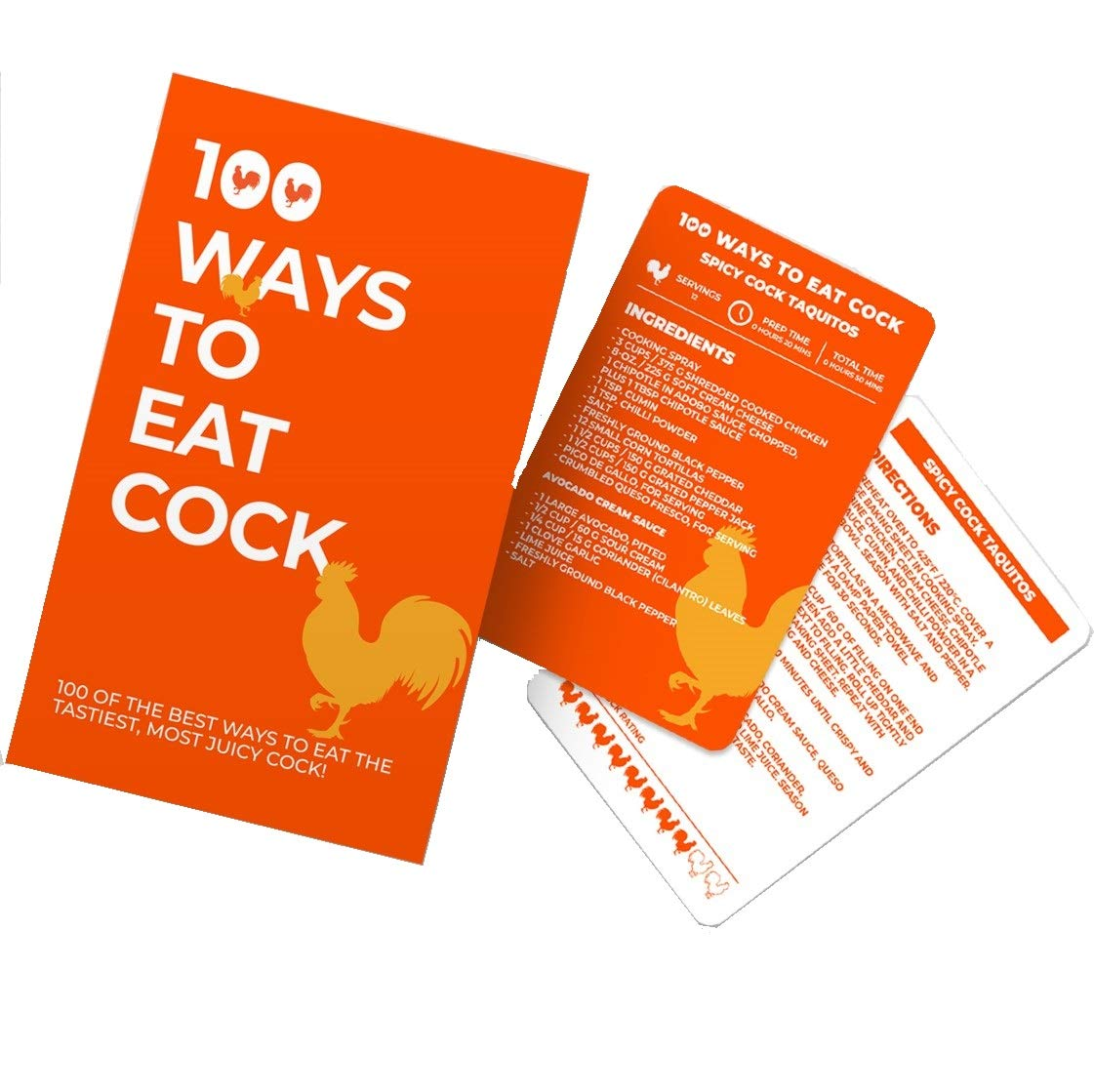 Gift Republic 100 Ways to Eat Cock Cards, Hilarious Chicken Recipe Cards, 100 Fun Cooking Ideas for Poultry Lovers, Tasty Meal Inspiration, Humorous Kitchen Accessory, Fun Foodie Novelty image number 1