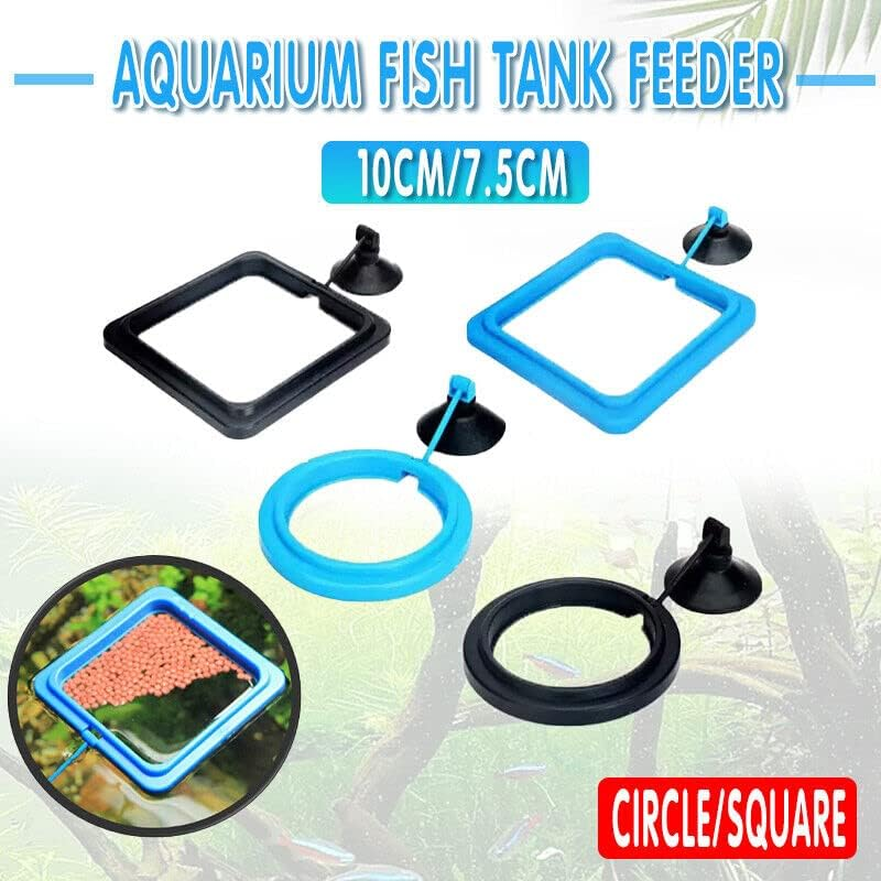 AIMALL Fish Feeding Ring with Adjustable Suction Cup for Aquarium Food Floating Square and round Feeder image number 5