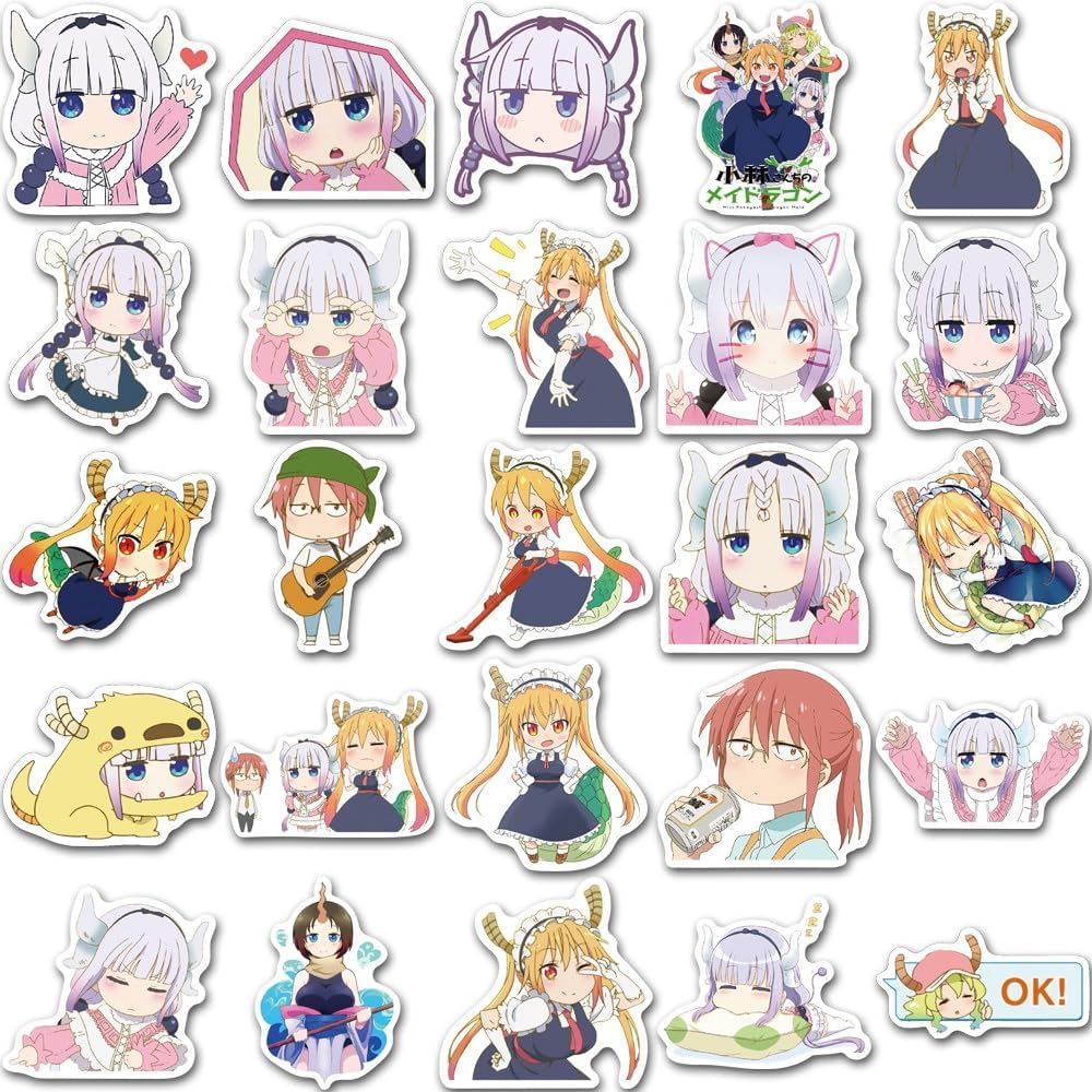 50Pcs Kobayashi'S Dragon Maid Stickers Japan Anime Kobayashi Vinly Decal Suitcases Skateboard Cars Luggage Helmets Ipads Boats Surfboards for Kids Teens image number 2